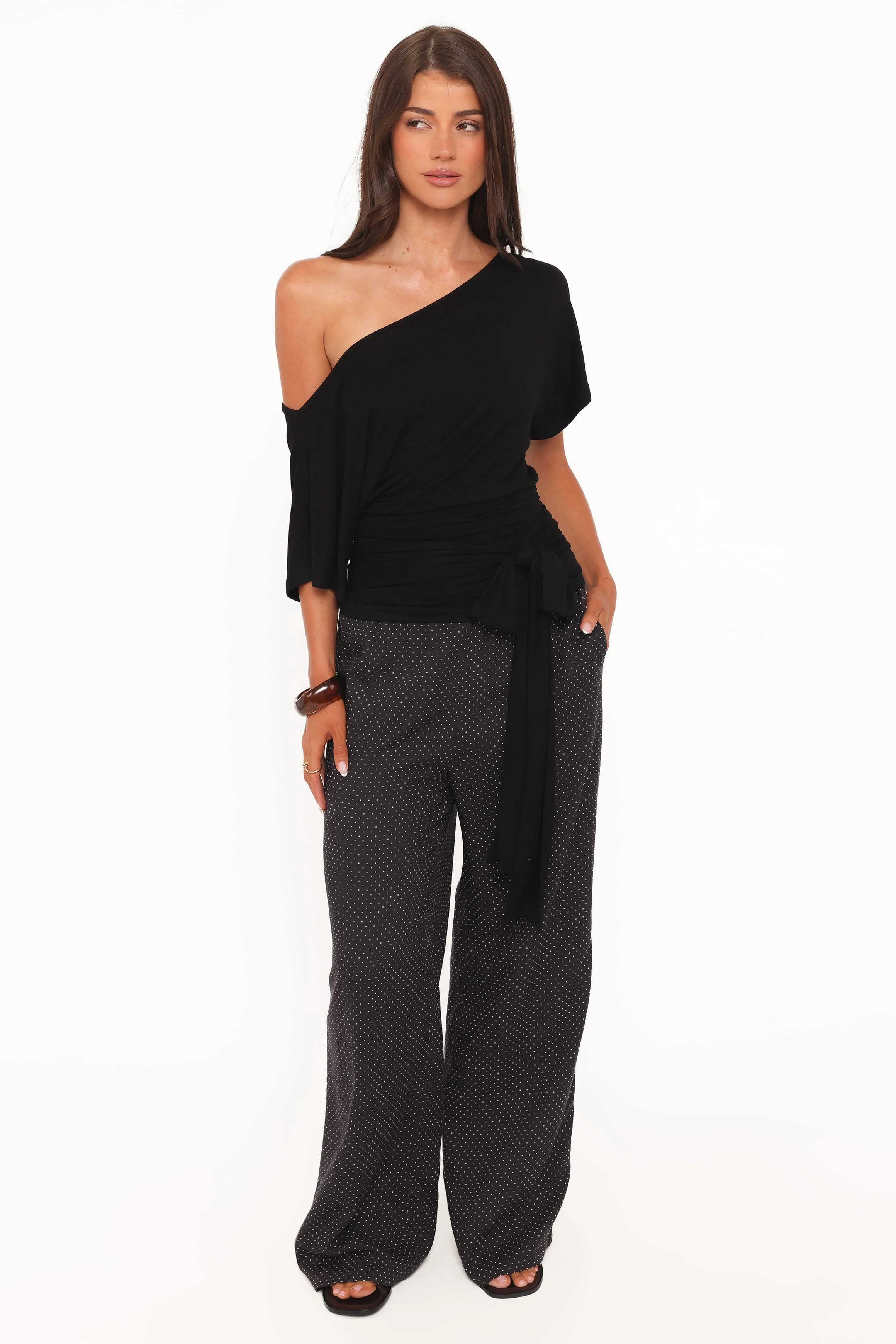 Clarke Off The Shoulder Tie Top - Black - Image 6