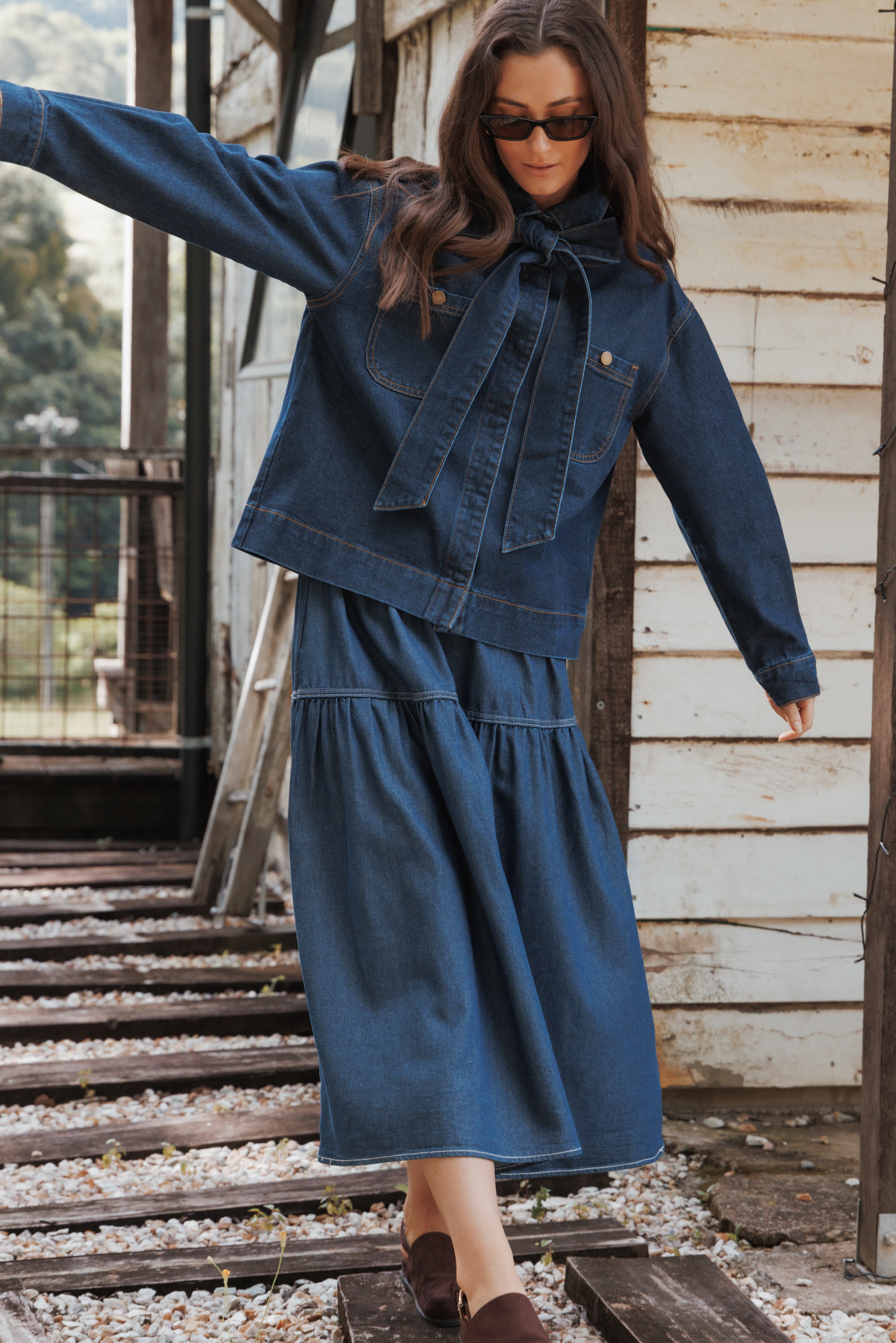 Cleo Denim Bow Jacket - Indigo - Image 10