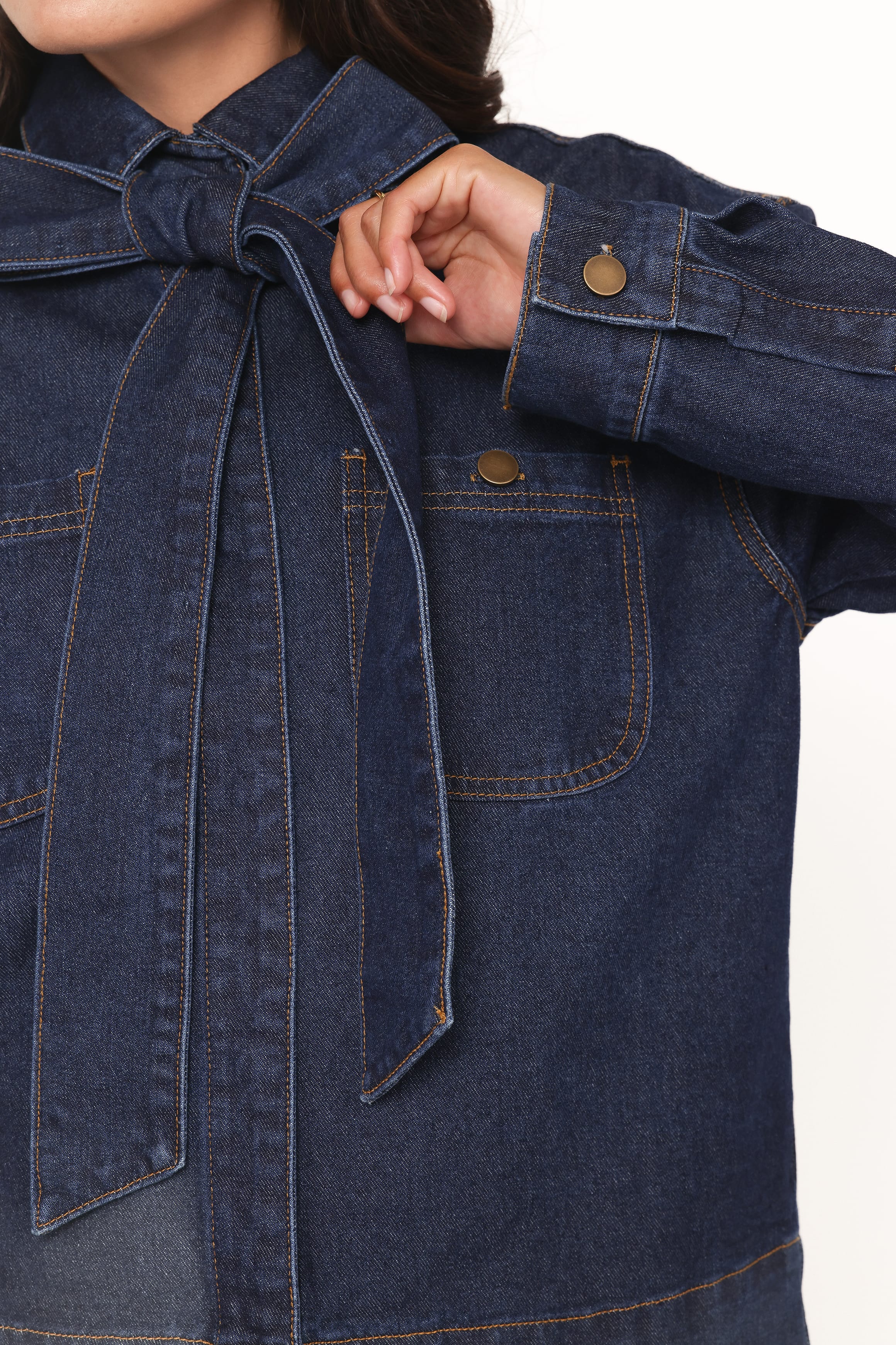 Cleo Denim Bow Jacket - Indigo - Image 3
