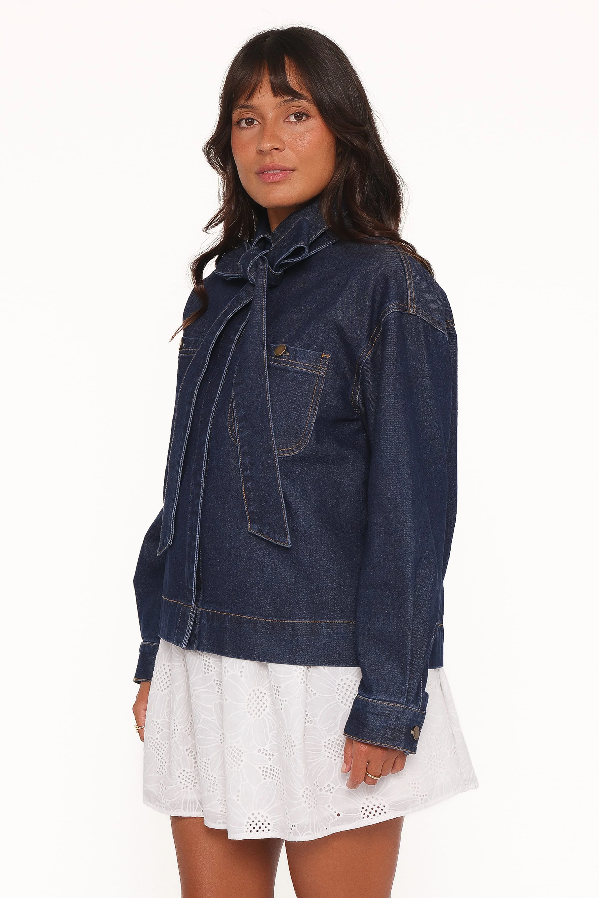 Cleo Denim Bow Jacket - Indigo - Image 4
