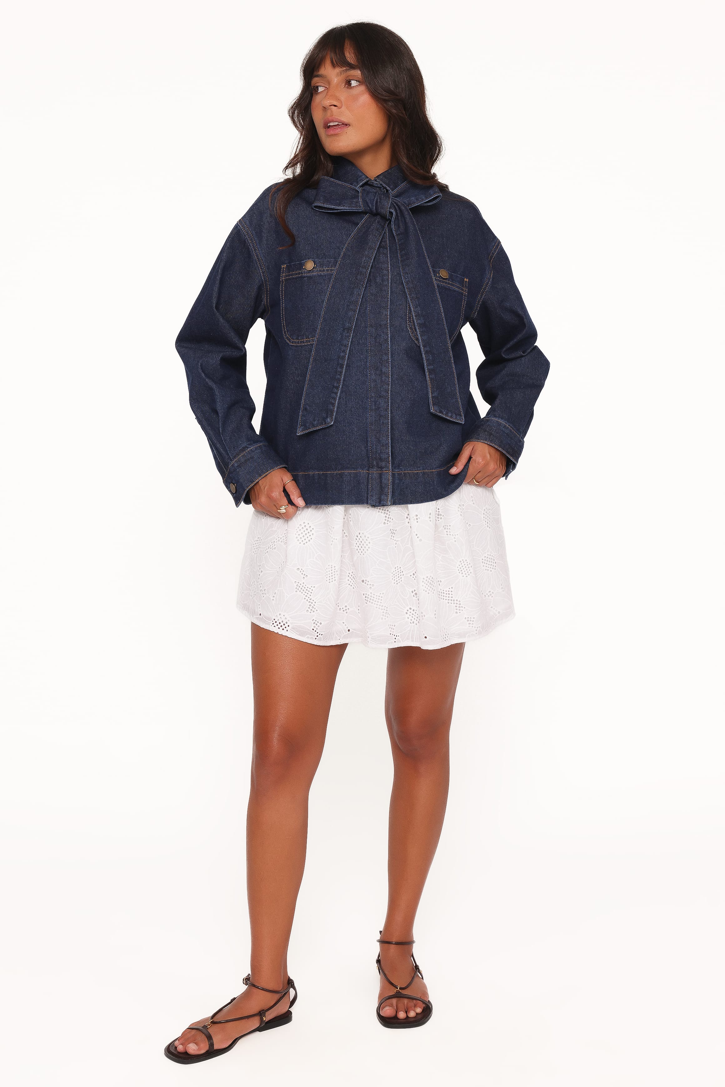 Cleo Denim Bow Jacket - Indigo - Image 7