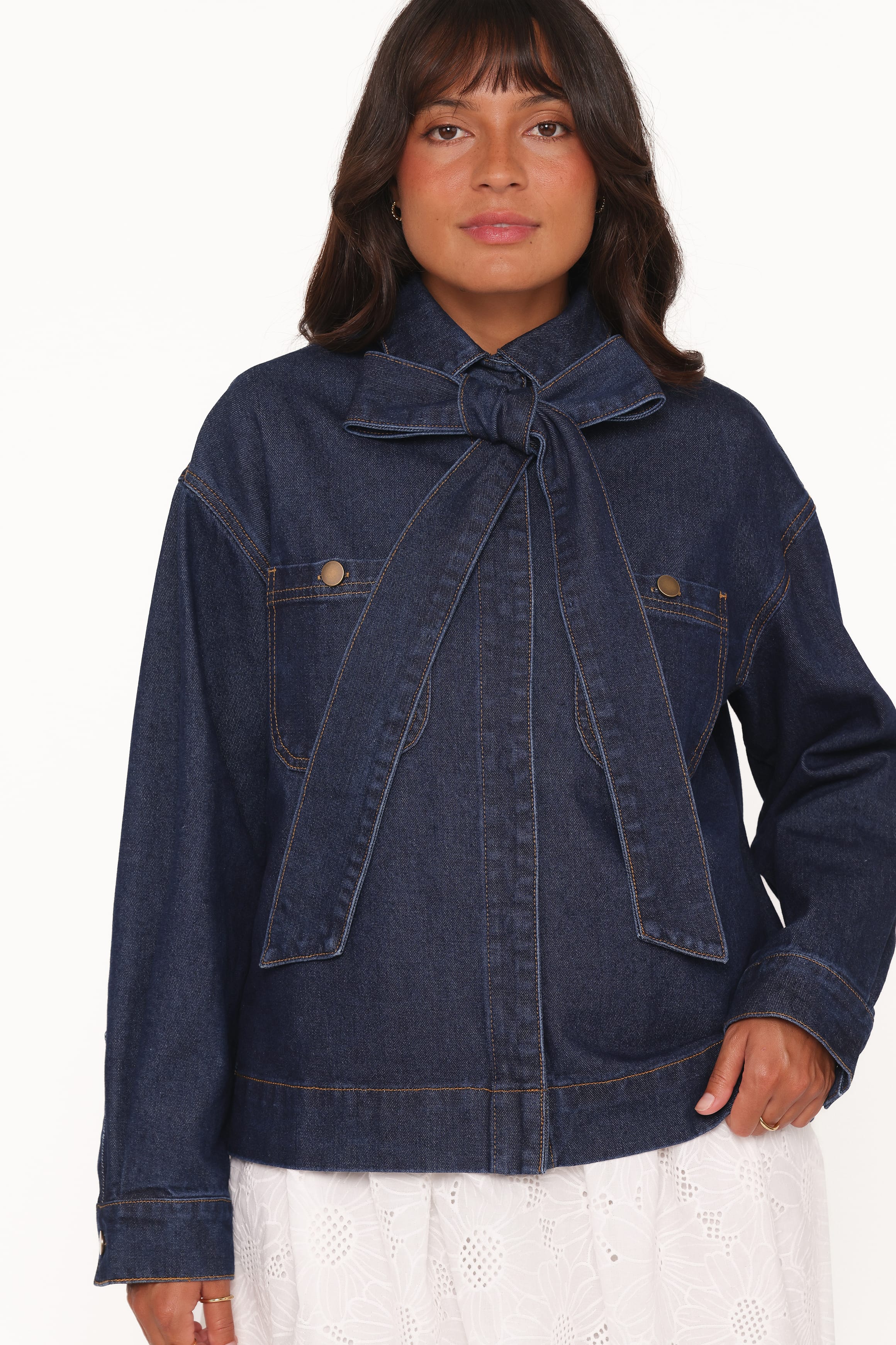 Cleo Denim Bow Jacket - Indigo - Image 8