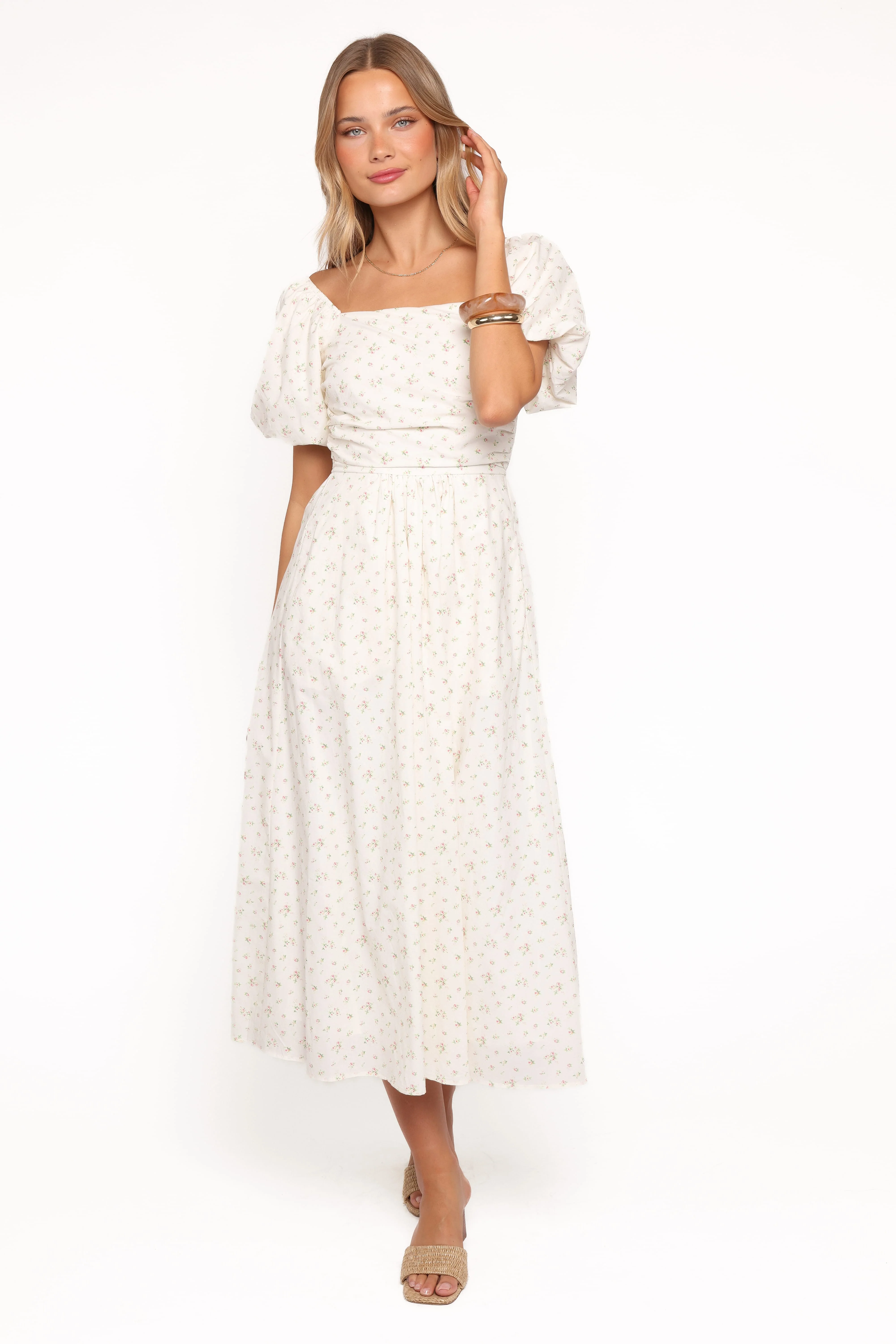 Clo Puff Sleeve Midi Dress - White Betty - Image 6
