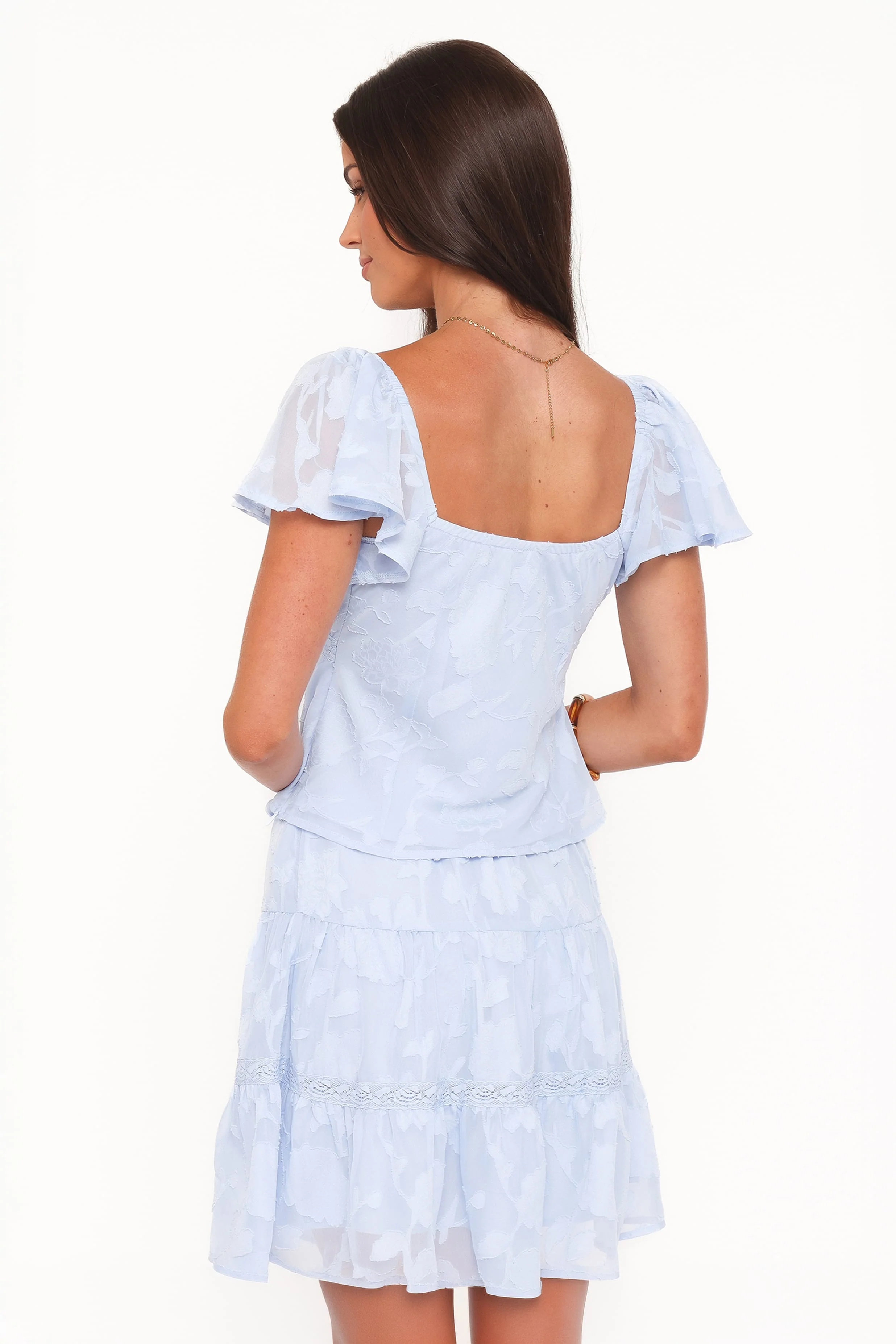 Clodagh Textured Tiered Mini Skirt - Powder Blue - Image 5