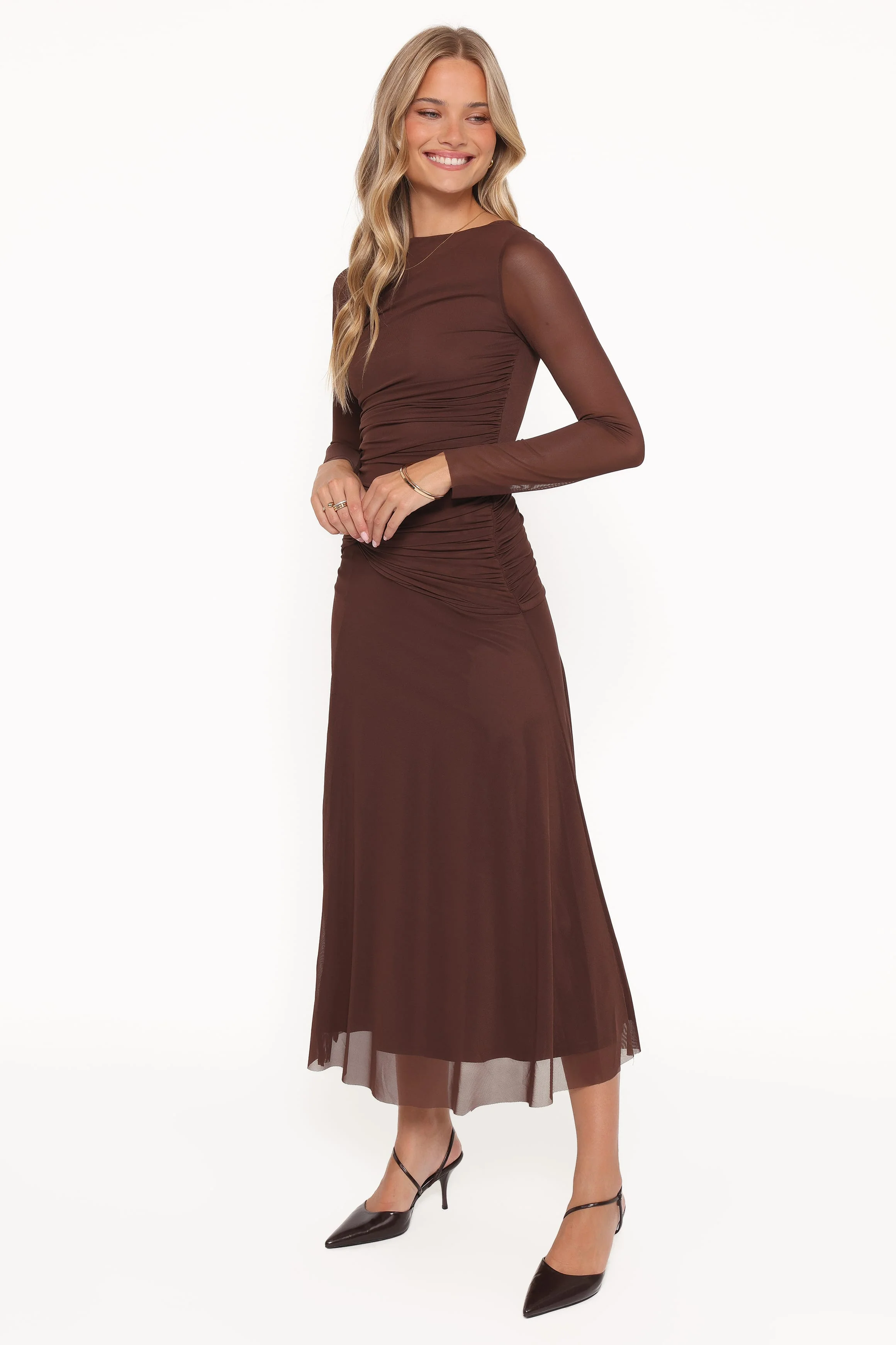 Colton Long Sleeve Maxi Dress - Brown - Image 3