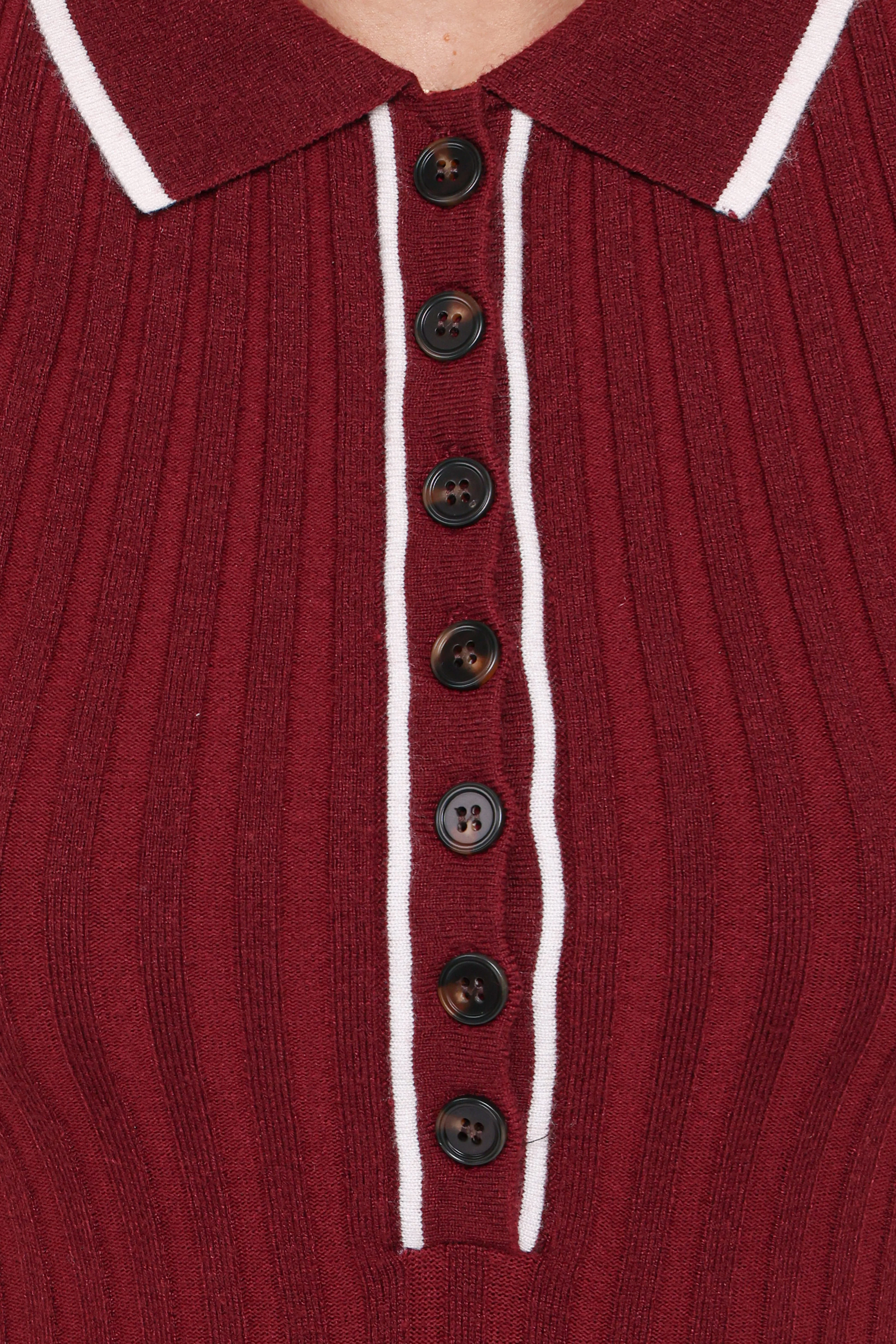Conner Short Sleeve Knit Dress - Burgundy - Image 6