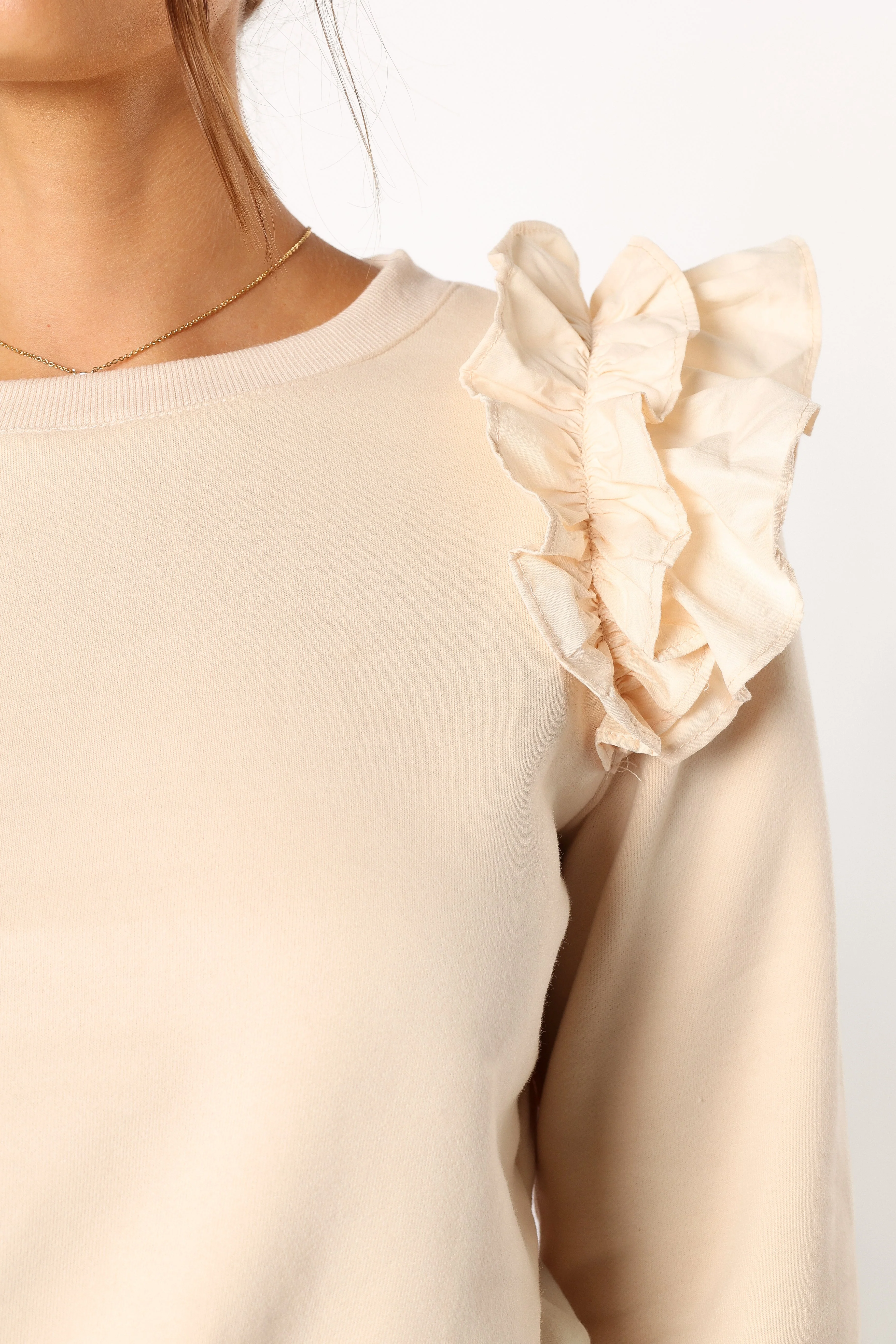Cora Ruffle Sleeve Sweatshirt - Cream - Image 7