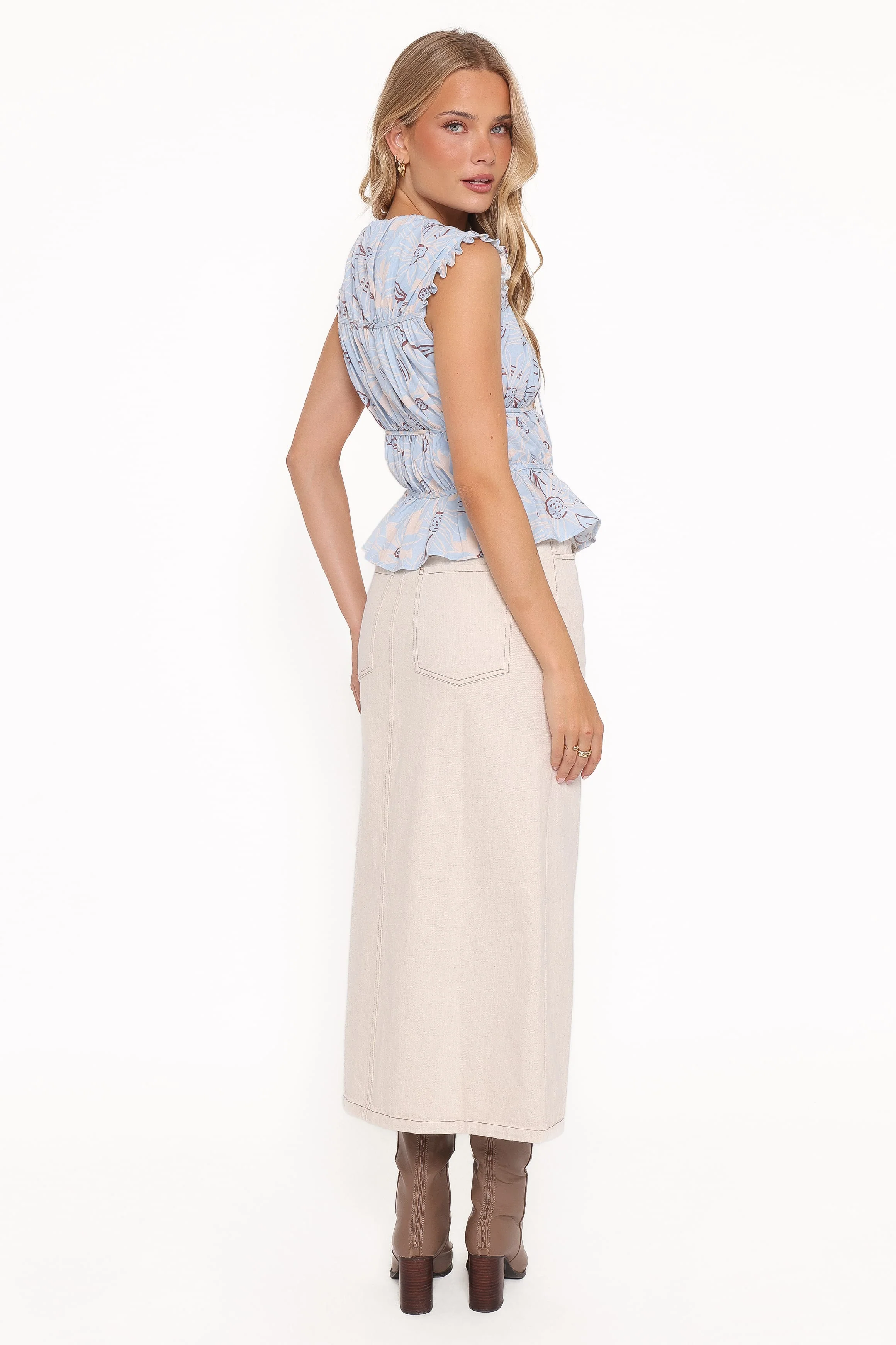 Dana Denim Midi Skirt - Bone - Image 5