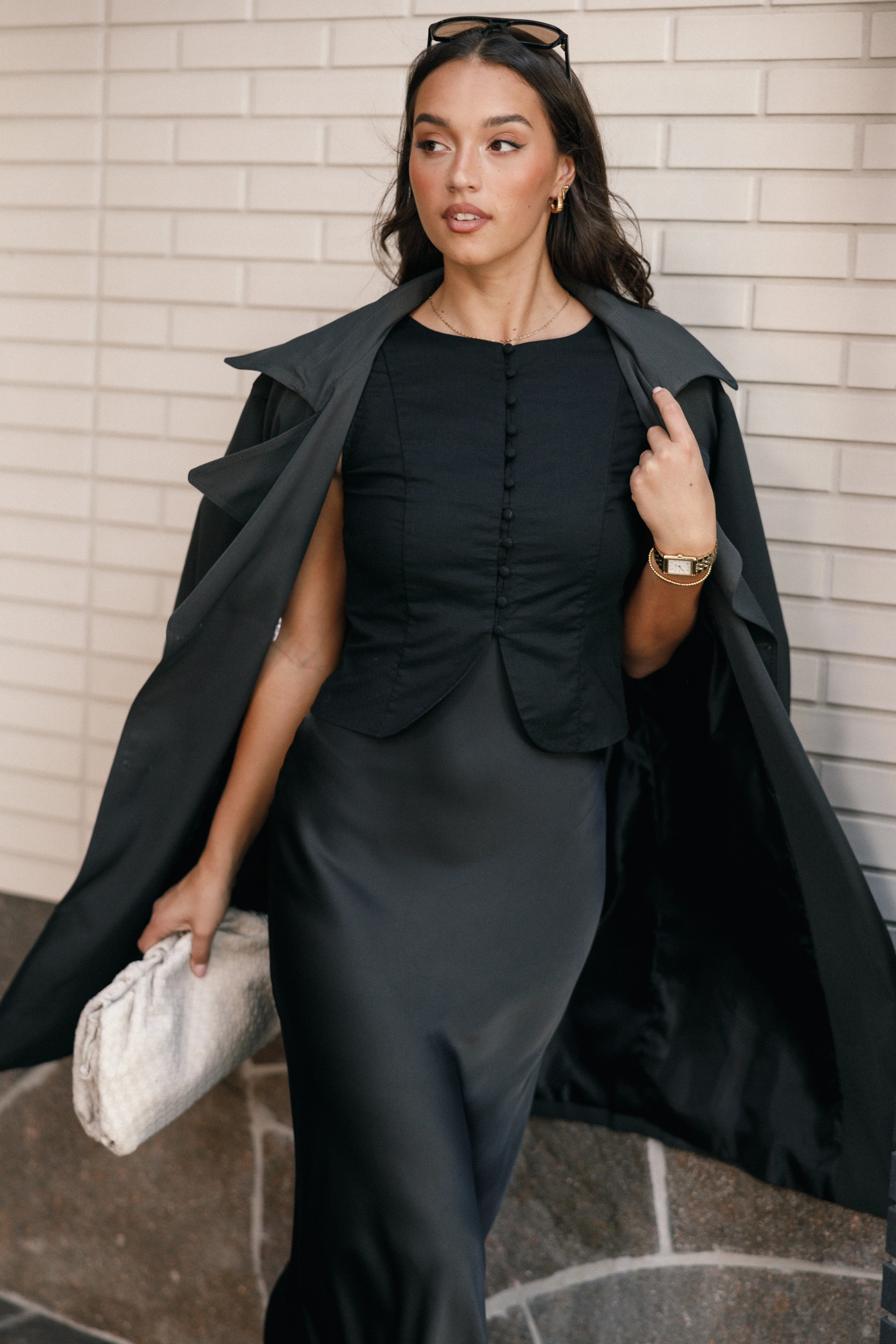 Daniella Linen Vest - Black - Image 2