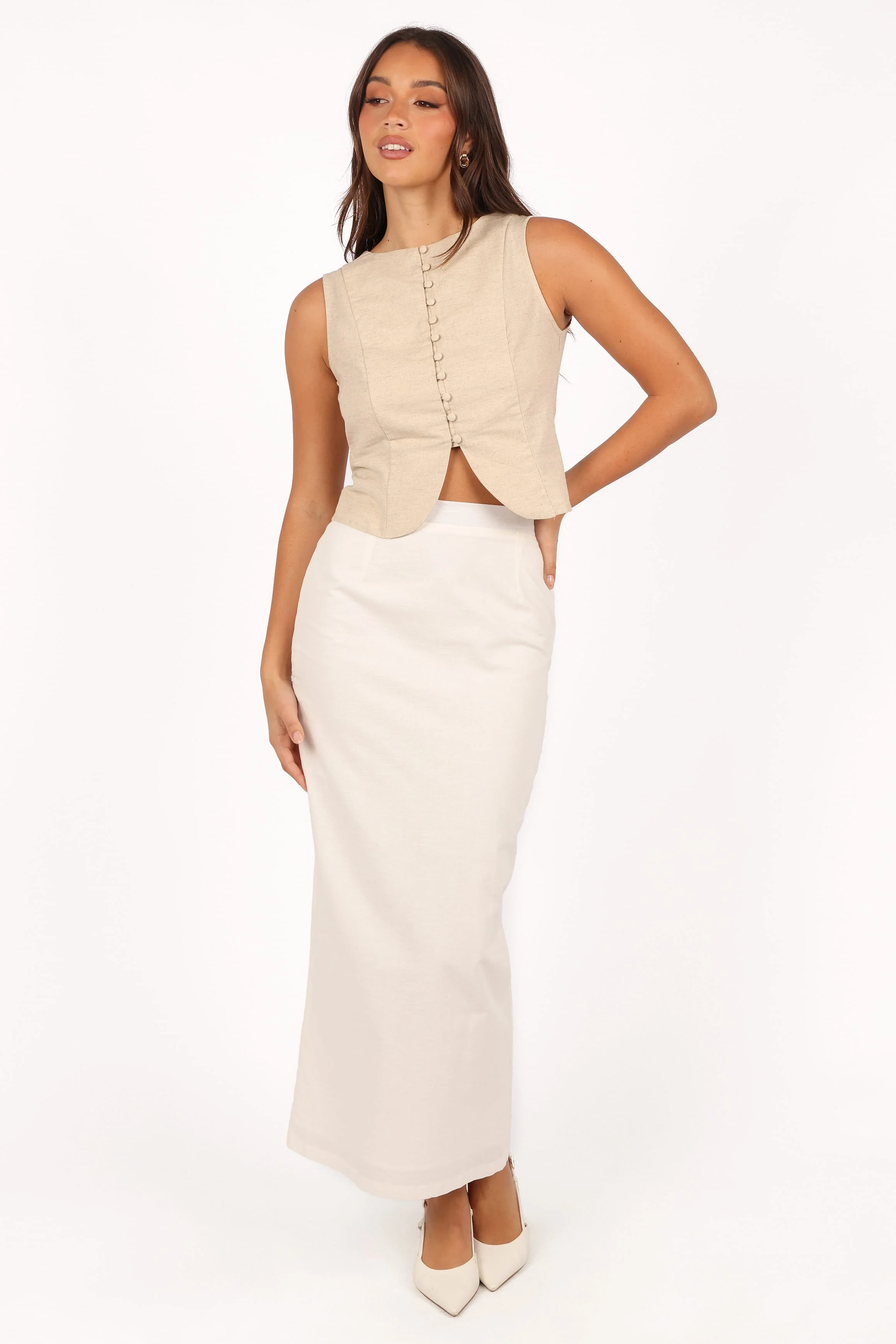 Daniella Linen Vest - Oatmeal - Image 3