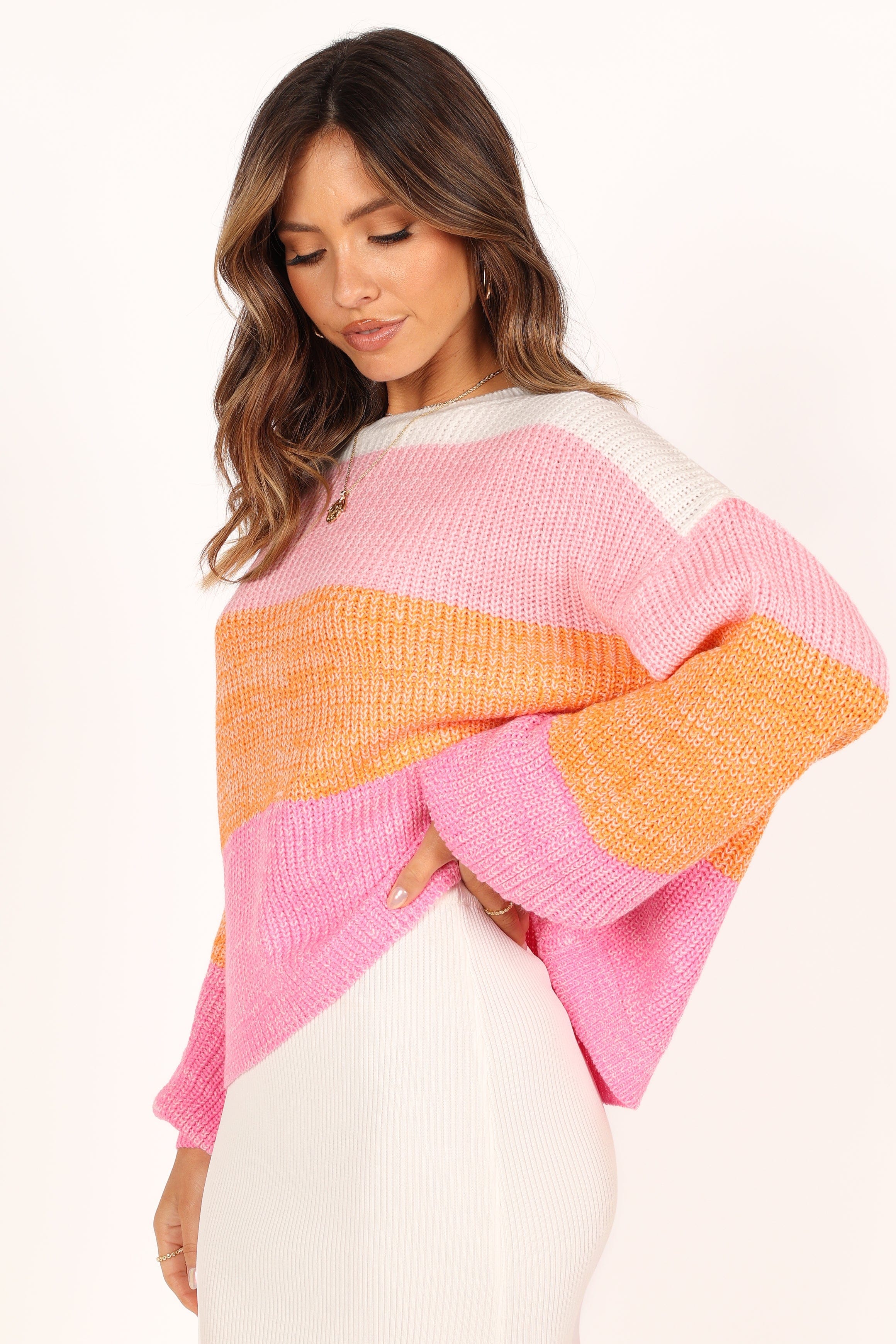 Danielle Knit Sweater - Pink Stripe - Image 4