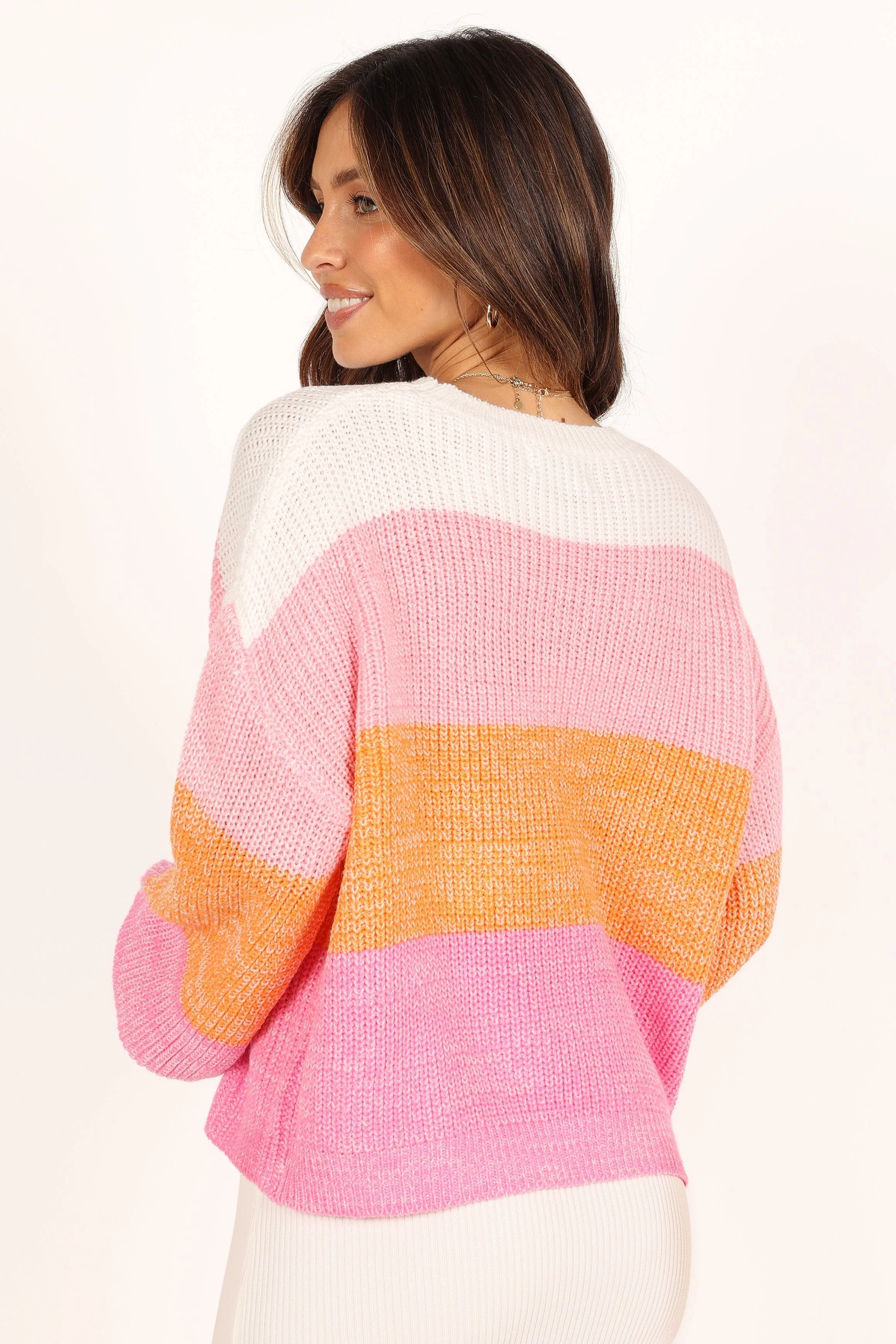 Danielle Knit Sweater - Pink Stripe - Image 5