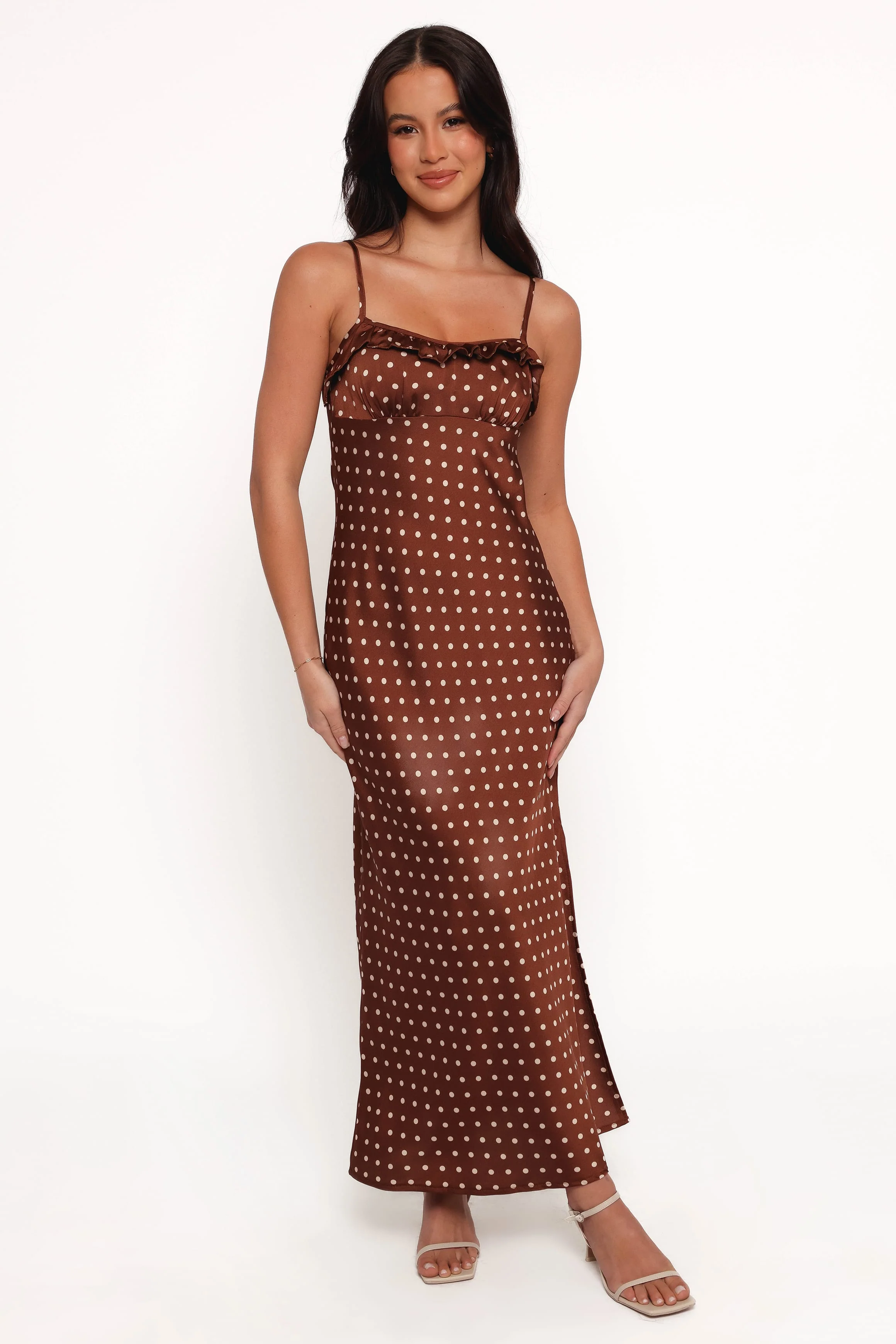 Dara Midi Dress - Brown Polka Dot - Image 3