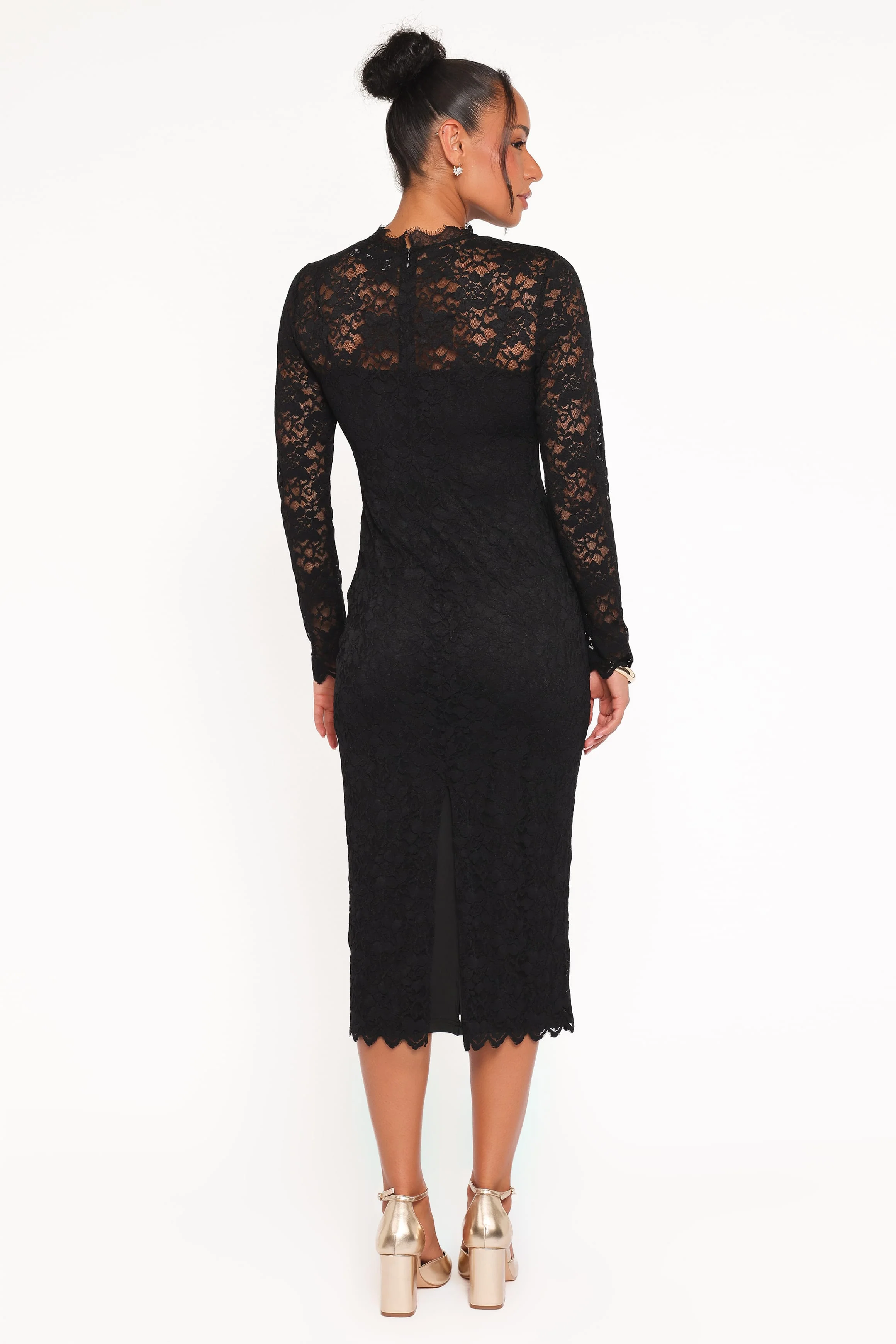 Davina Long Sleeve Midi Dress - Black - Image 5