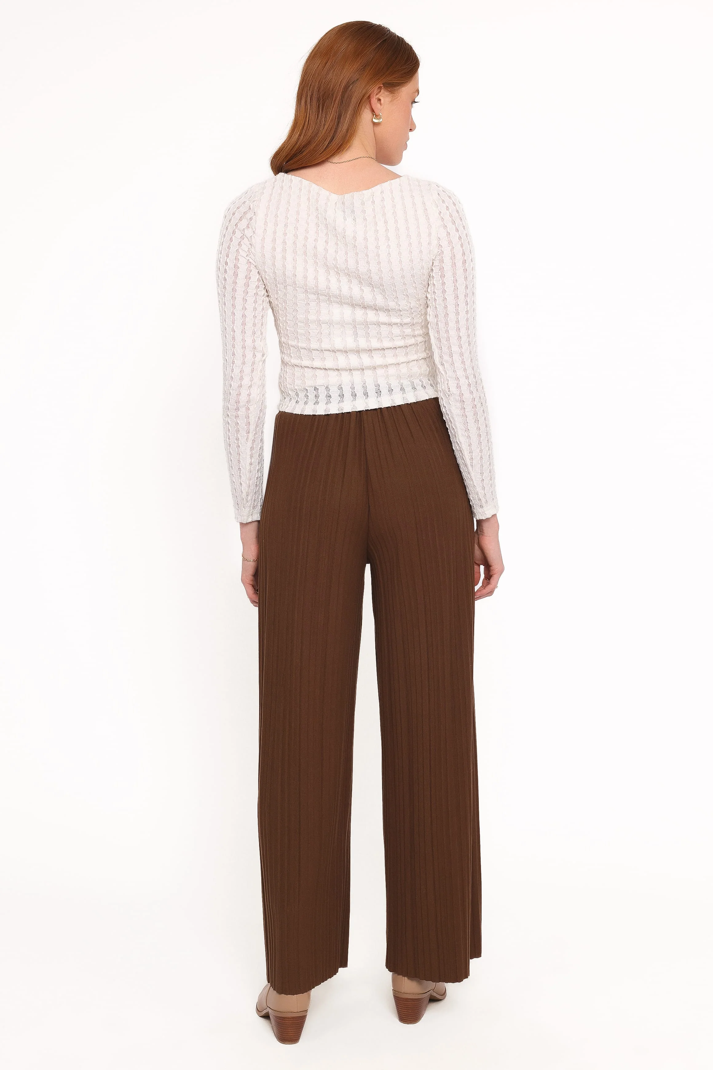 Davis Pleated Knit Pant - Brown - Image 4
