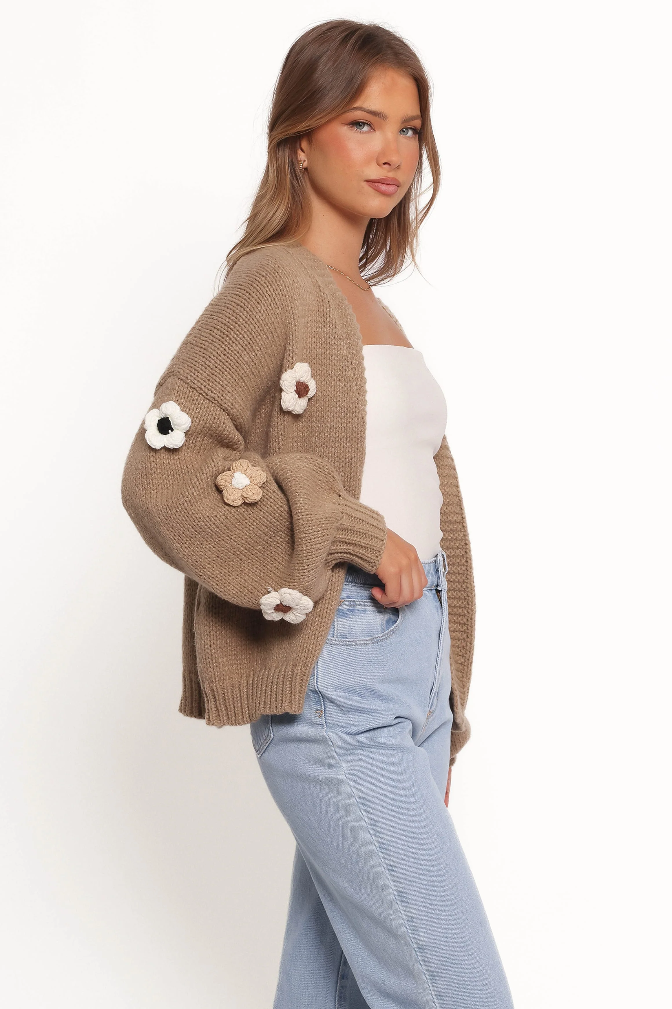 Delaro Flower Cardigan - Brown - Image 6