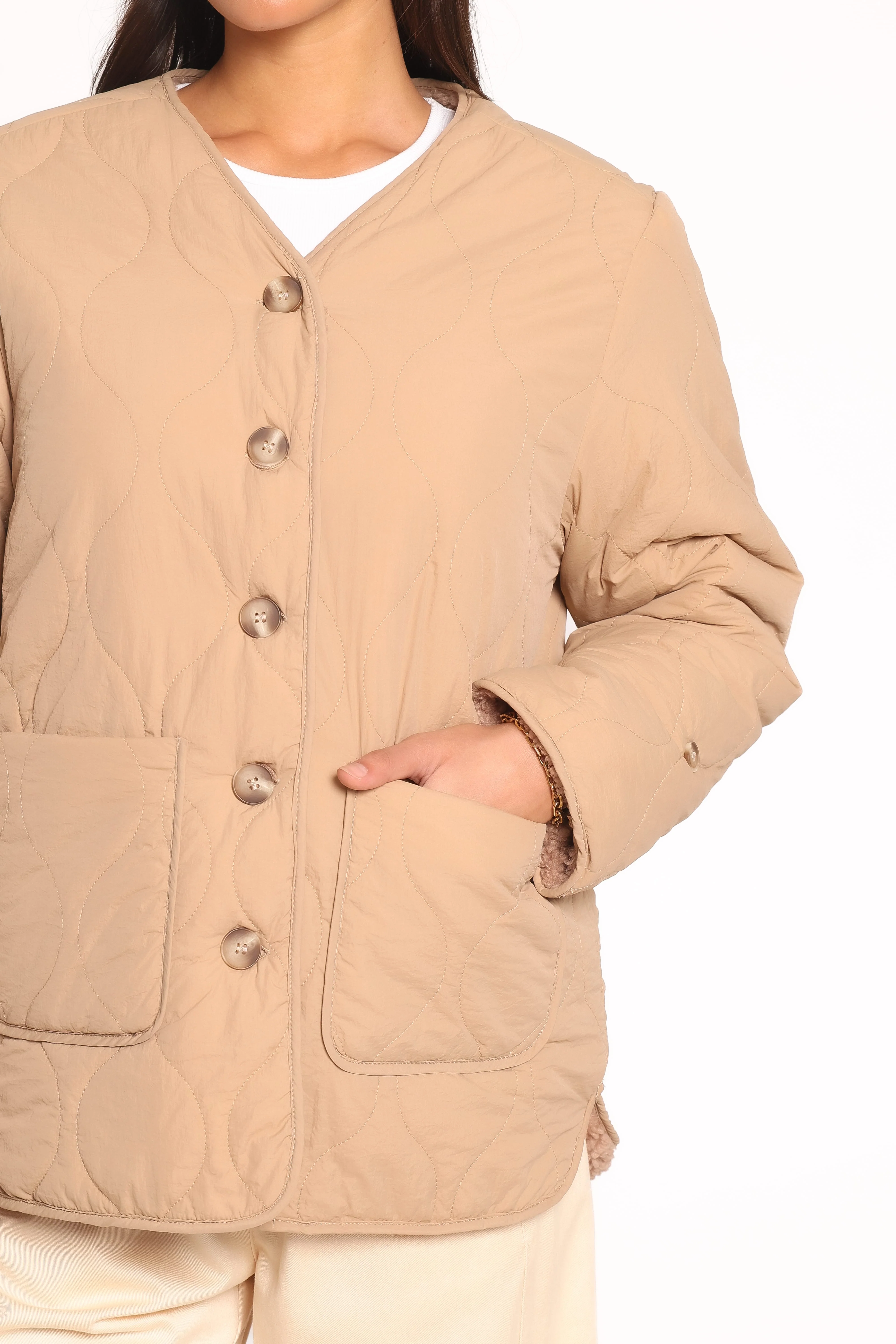 Denver Reversible Puffer Jacket - Camel - Image 5