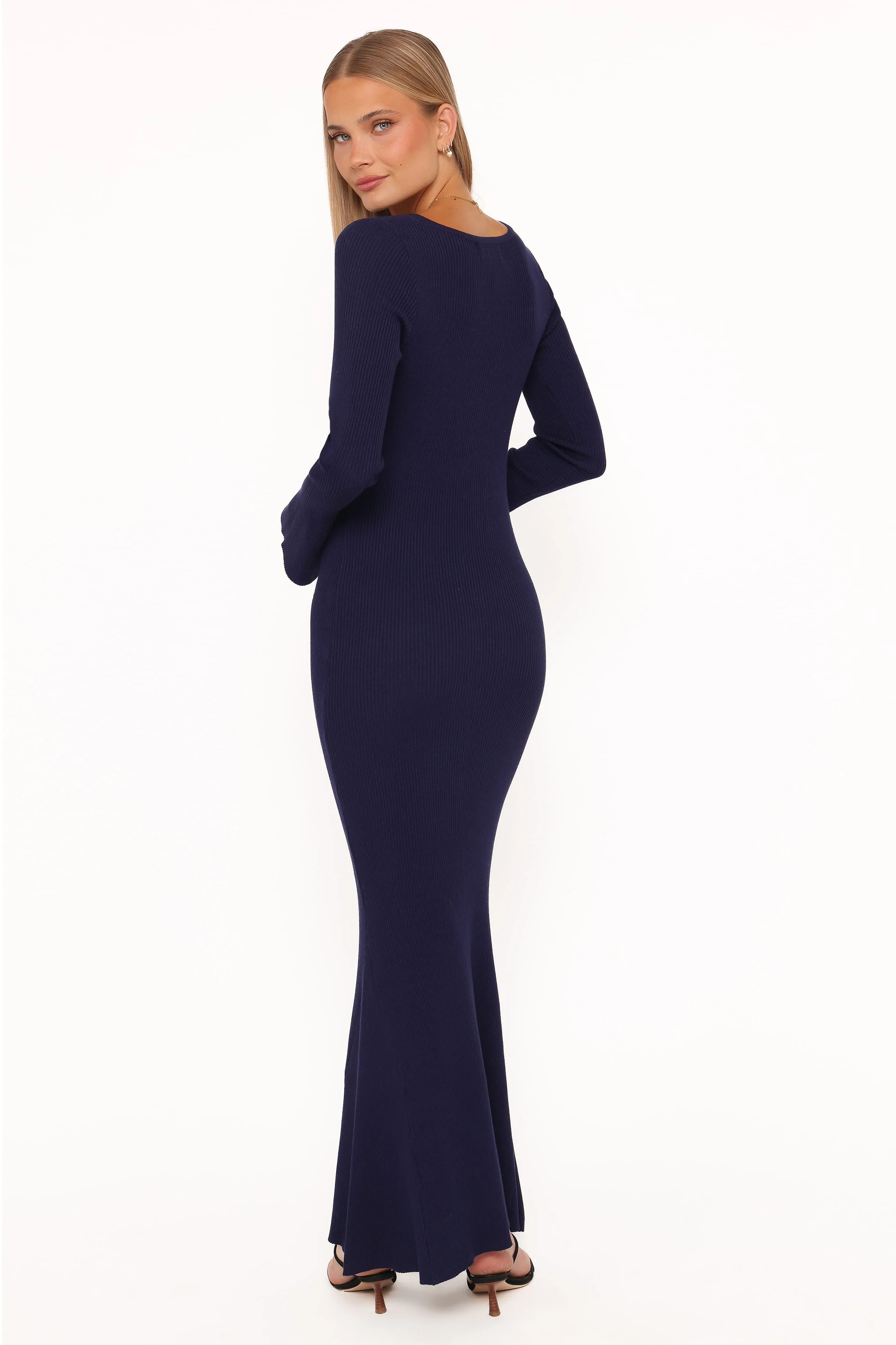 Desley Knit Long Sleeve Maxi Dress - Navy - Image 5