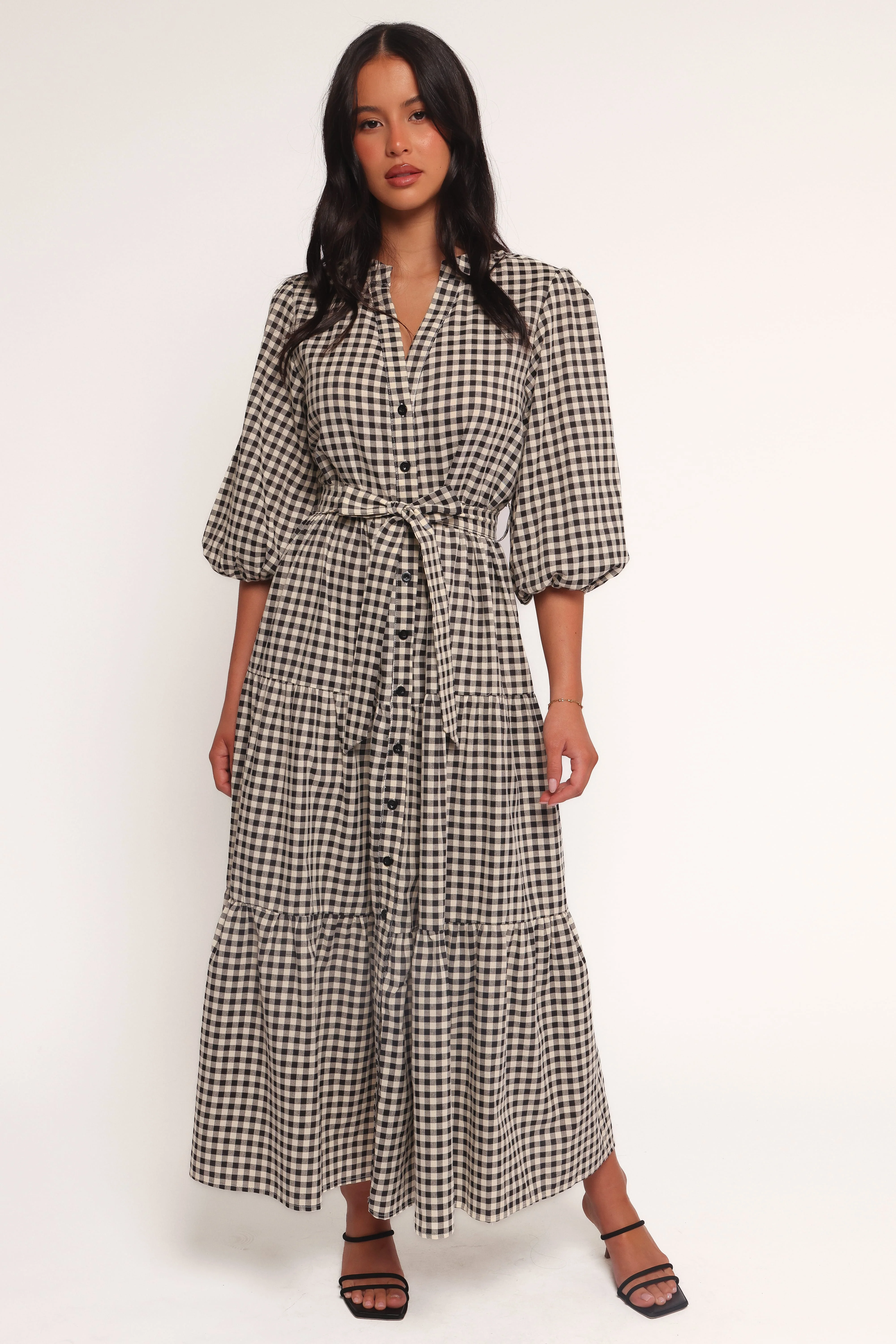 Dixon Maxi Dress - Black Cream Gingham - Image 2