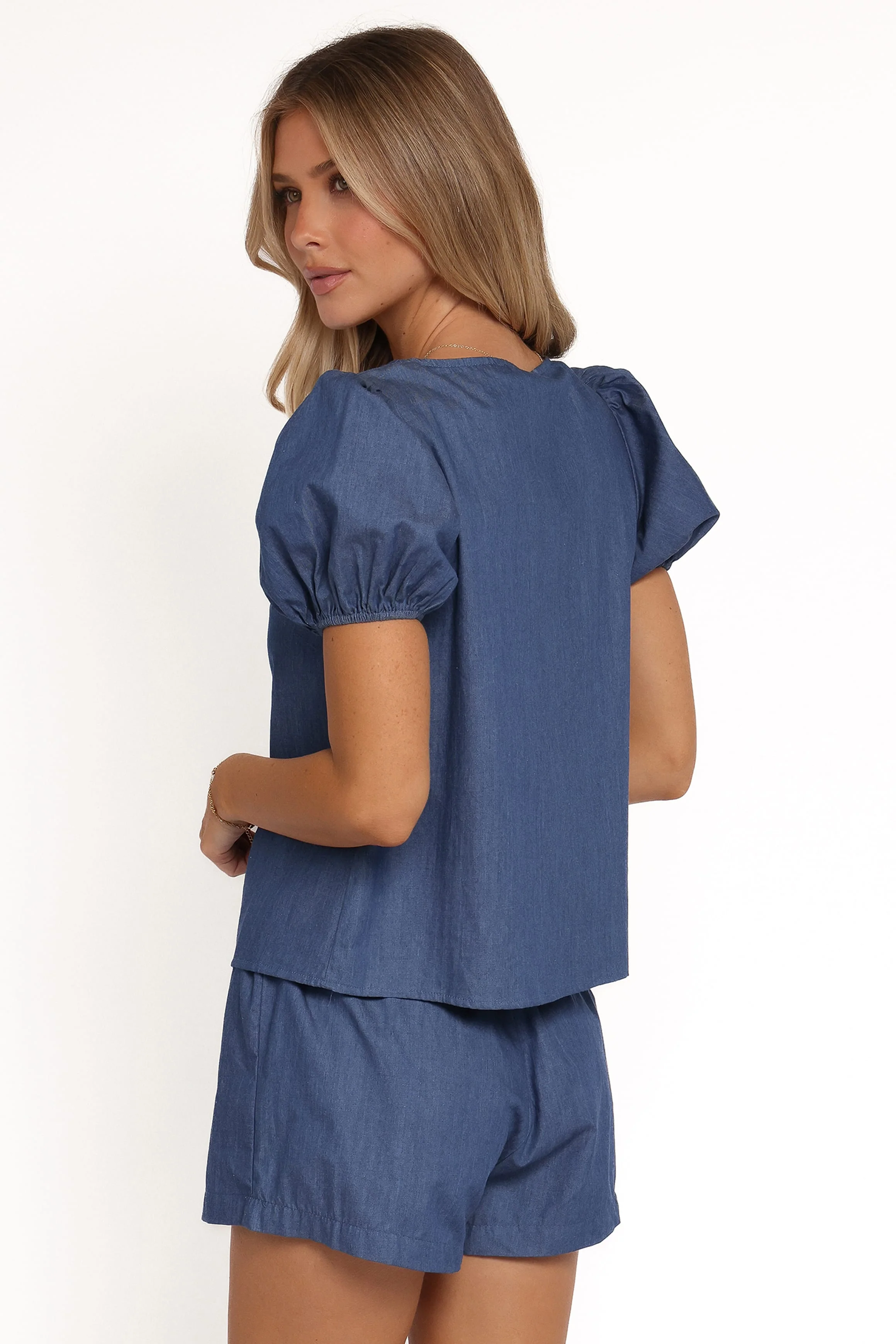 Dominic Tie Front Top - Denim - Image 5
