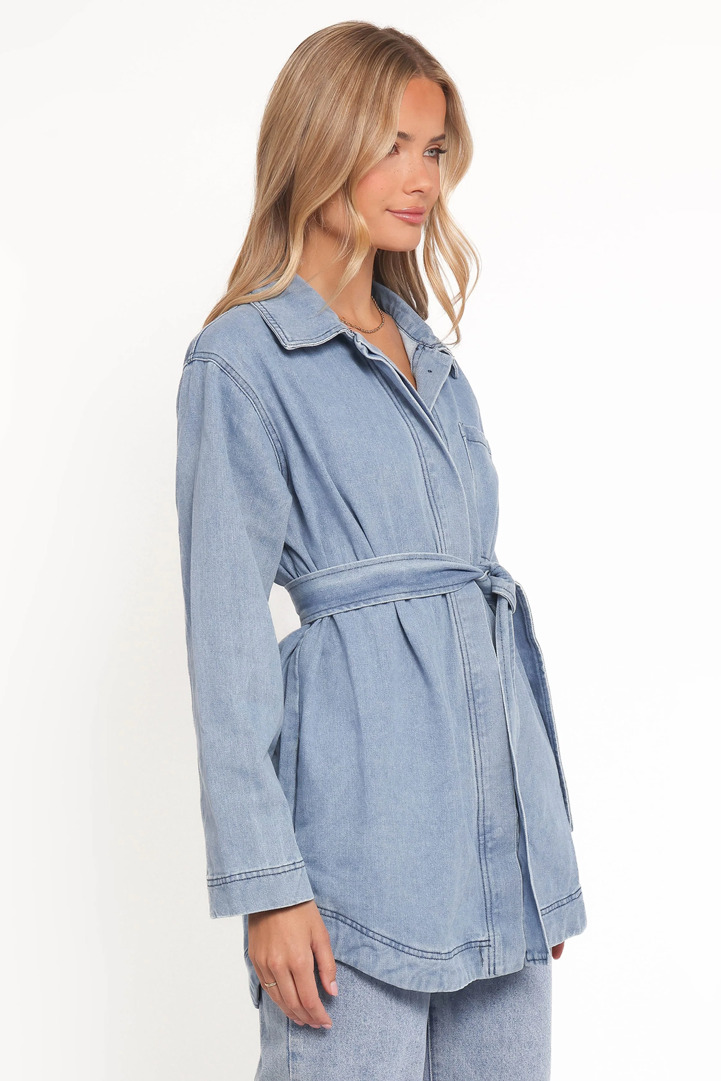 Donovan Denim Tie Jacket - Light Denim - Image 3