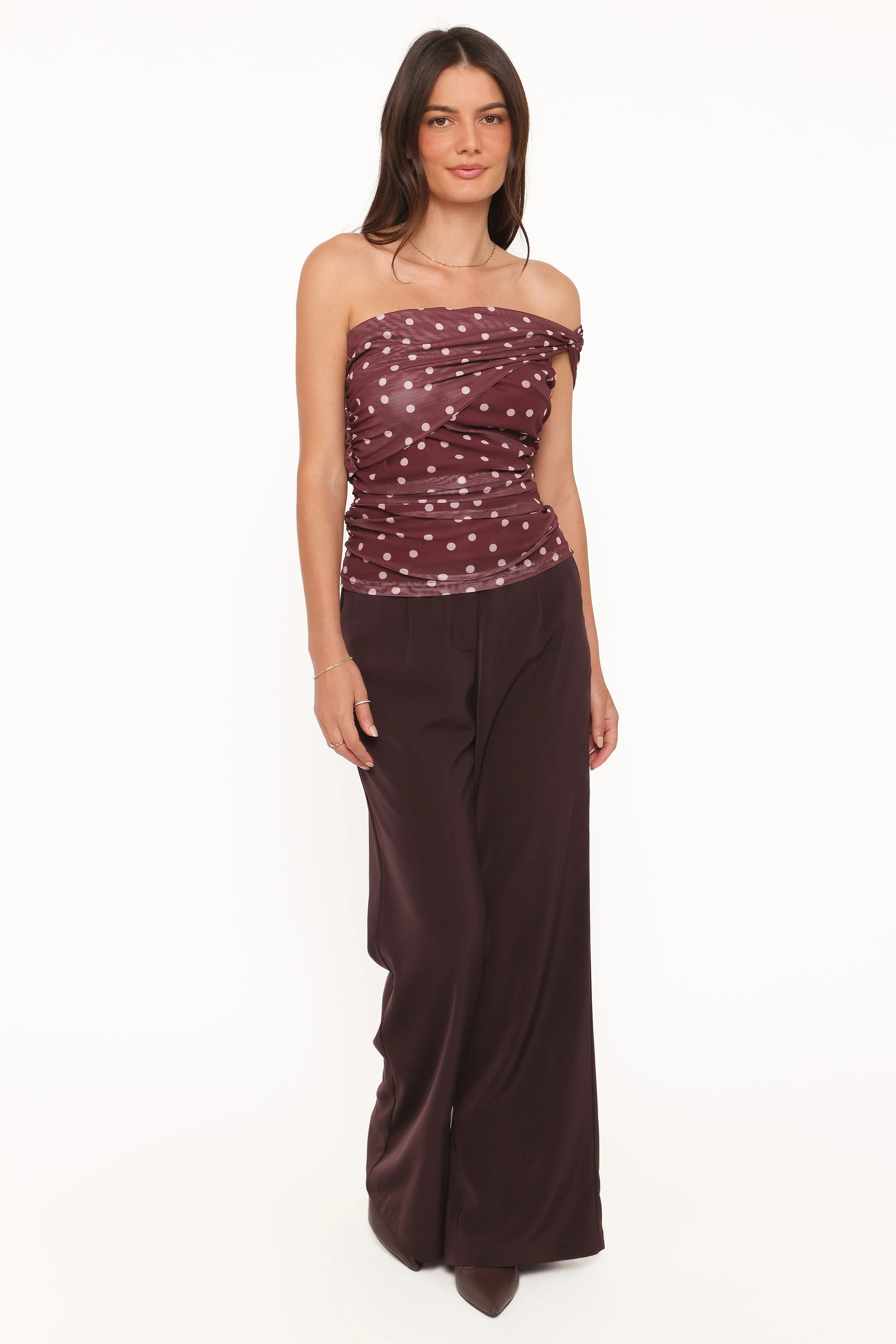 Dorado Mesh Top - Burgundy Dot - Image 5