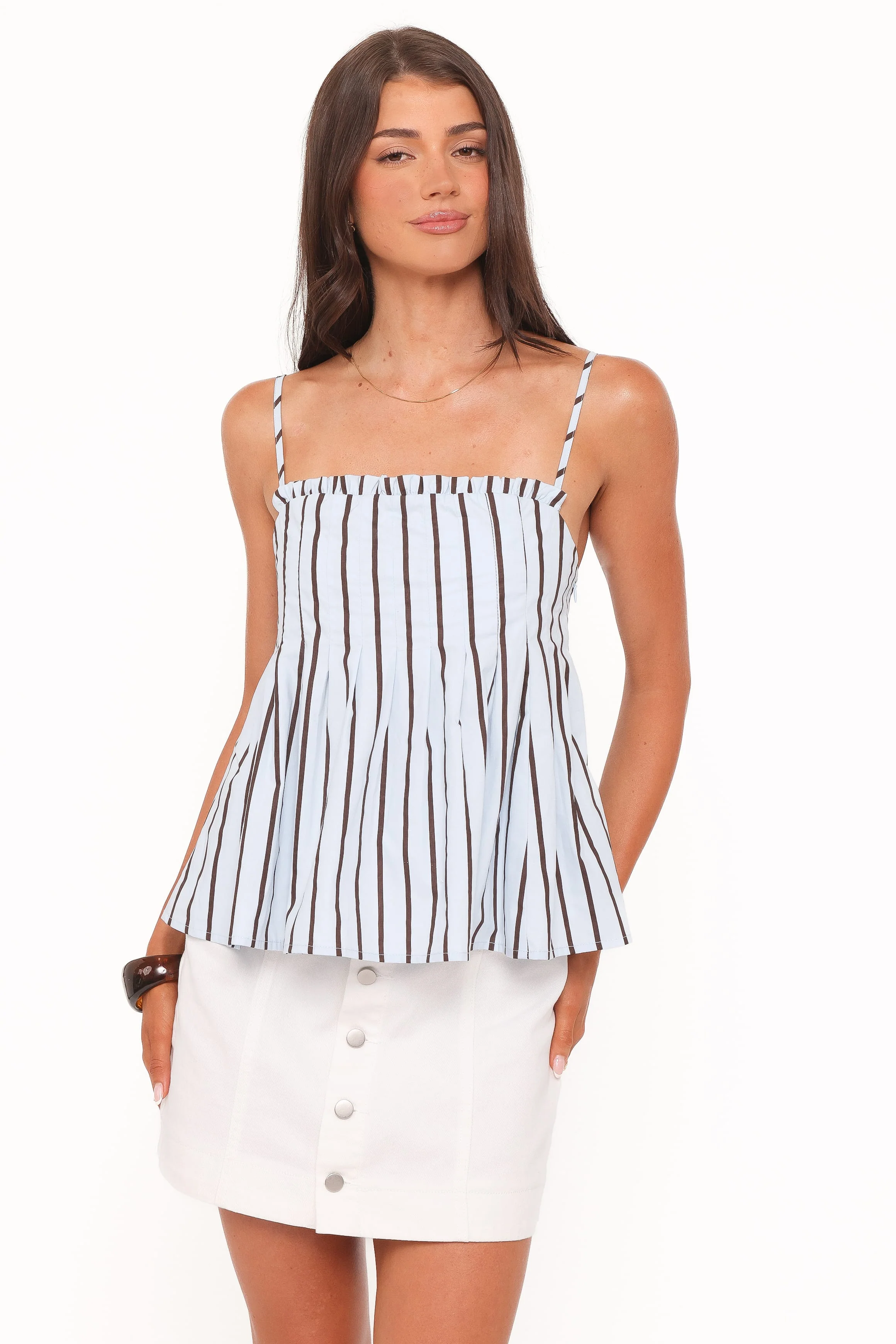 Dulce Top - Blue/Brown Stripe - Image 2