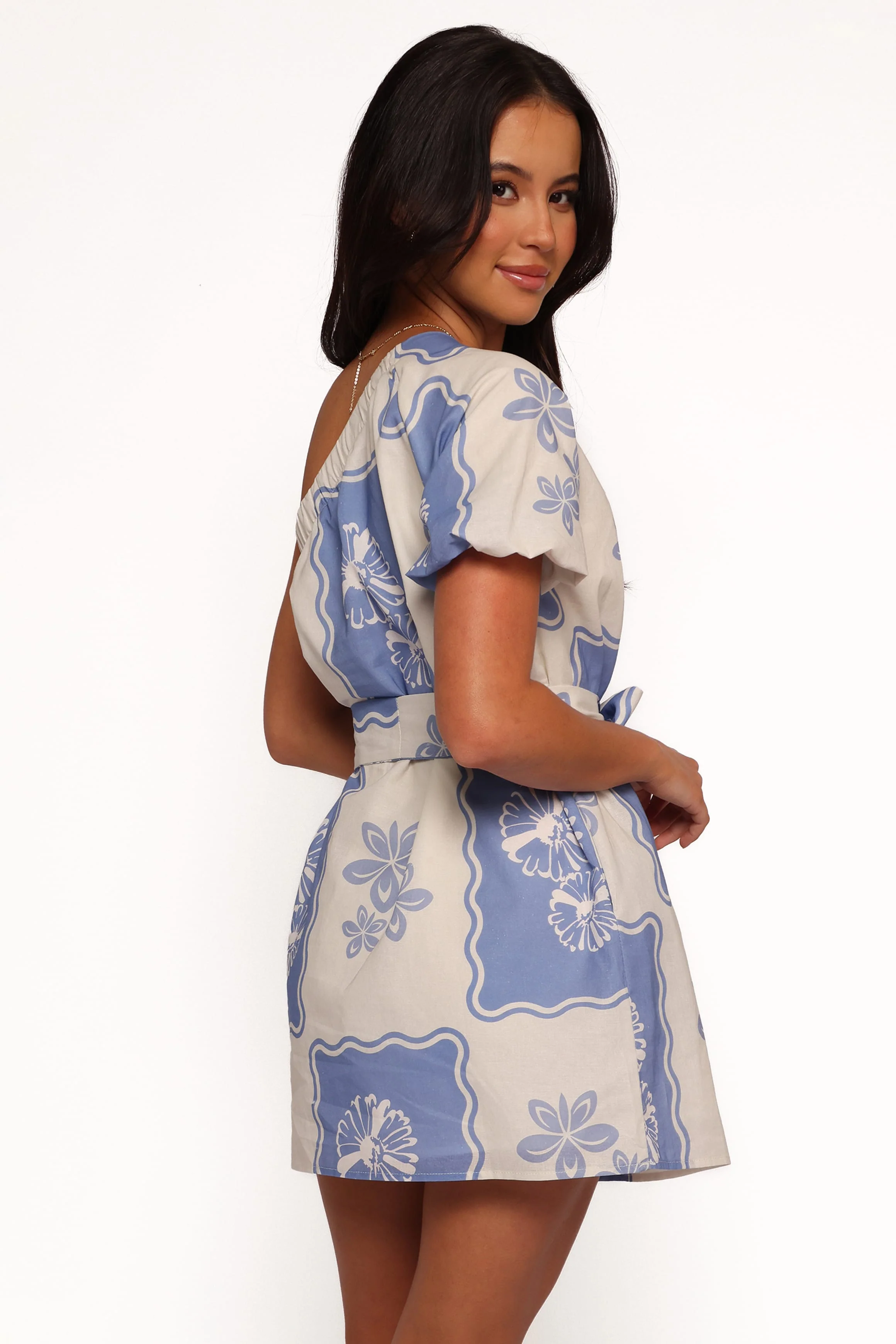 Dylan One Shoulder Mini Dress - Blue Dahlia - Image 6