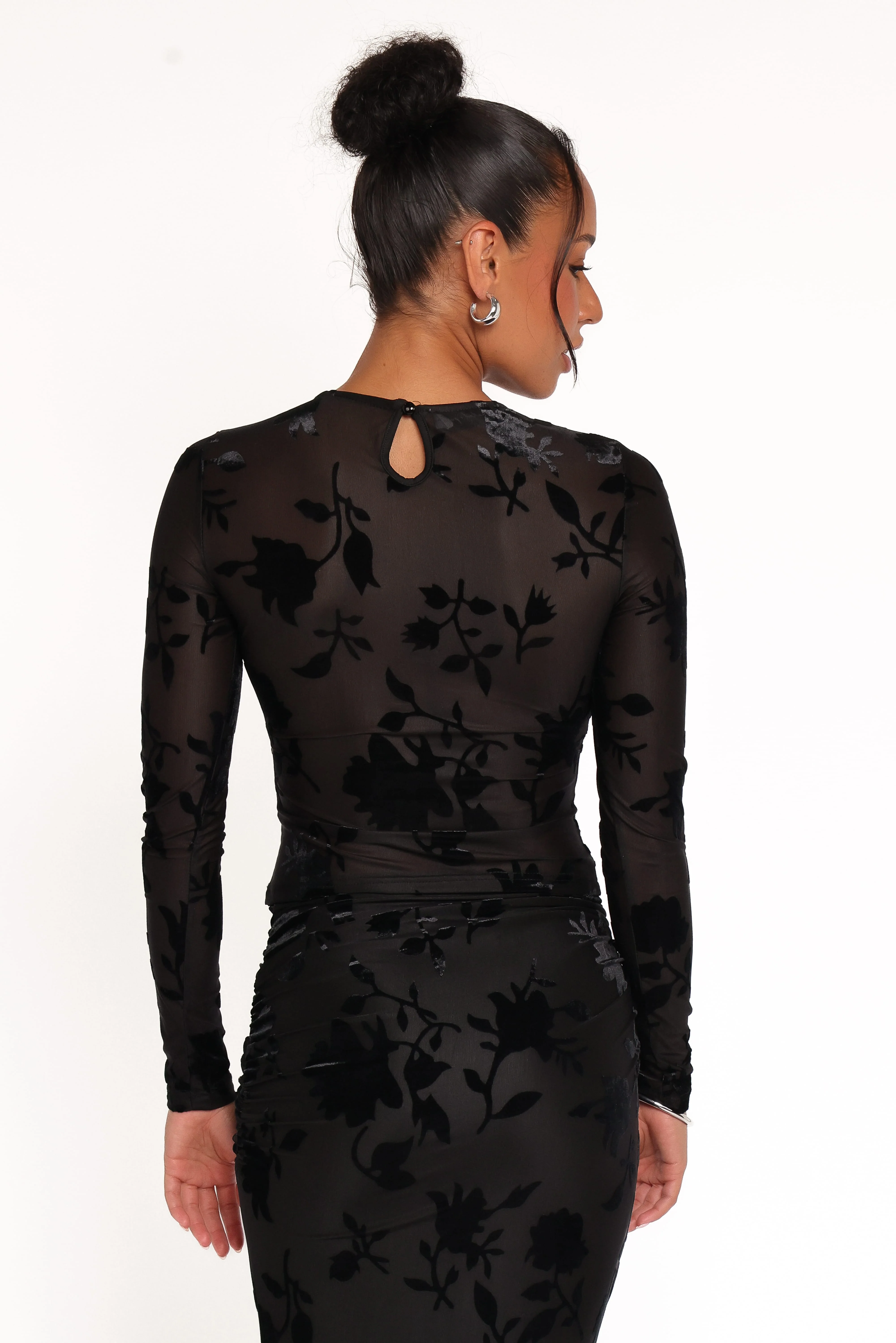 Elani Velvet Burnout Top - Black - Image 5