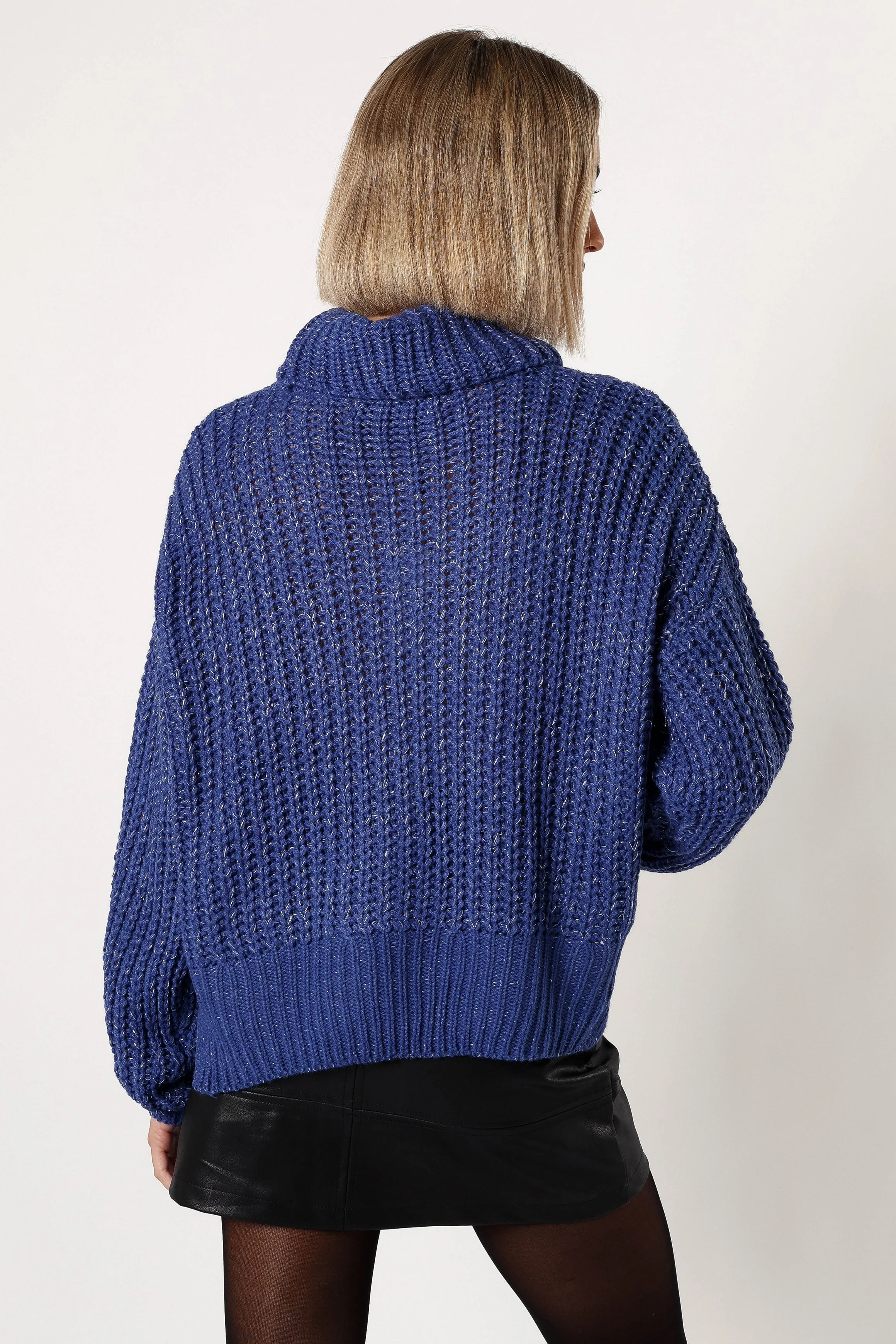 Eleanor Lurex Shine Knit Sweater - Blue - Image 4