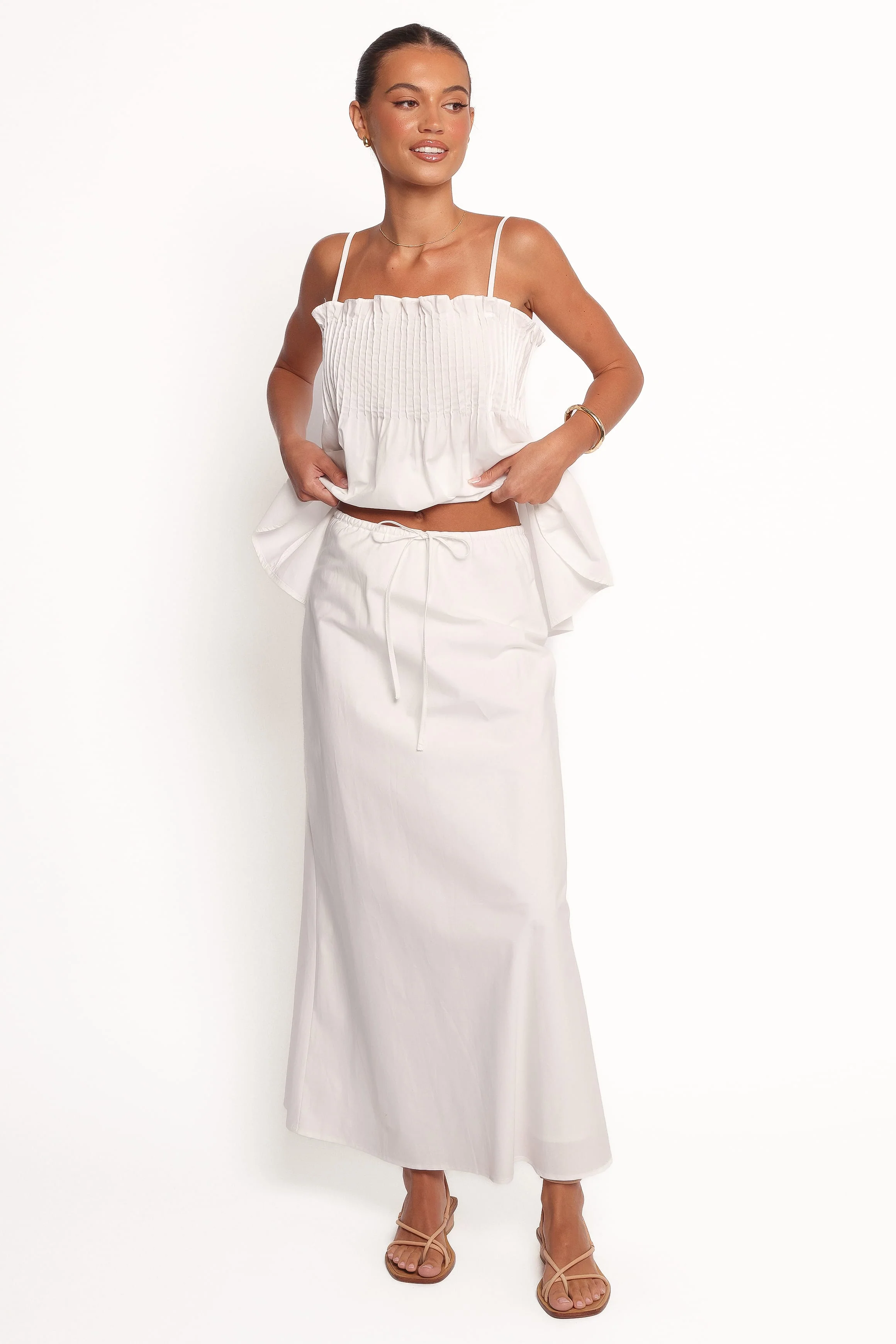 Elena Cotton Maxi Skirt - White - Image 3
