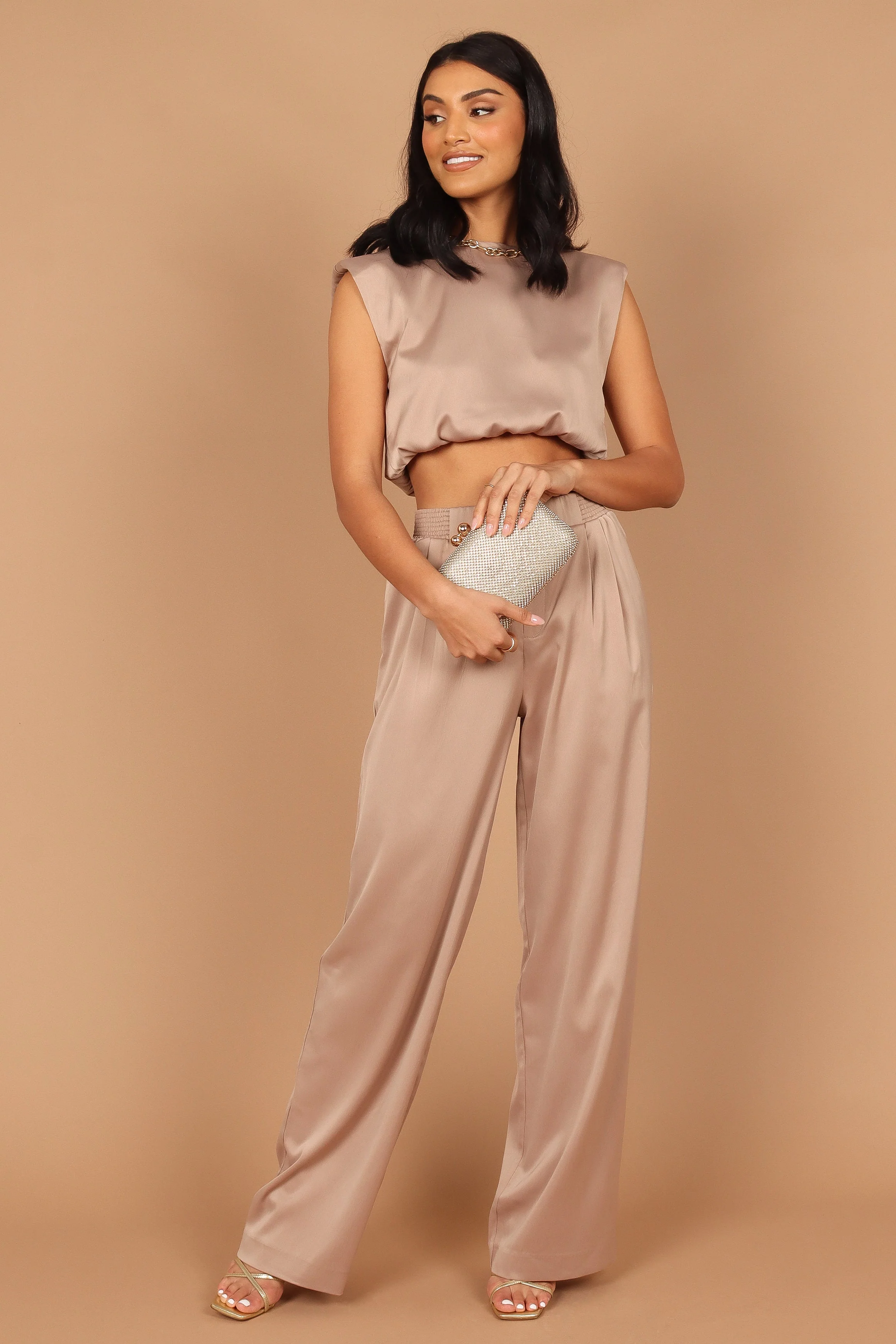 Elia Crop Top and Palazzo Pant Set - Mocha - Image 9
