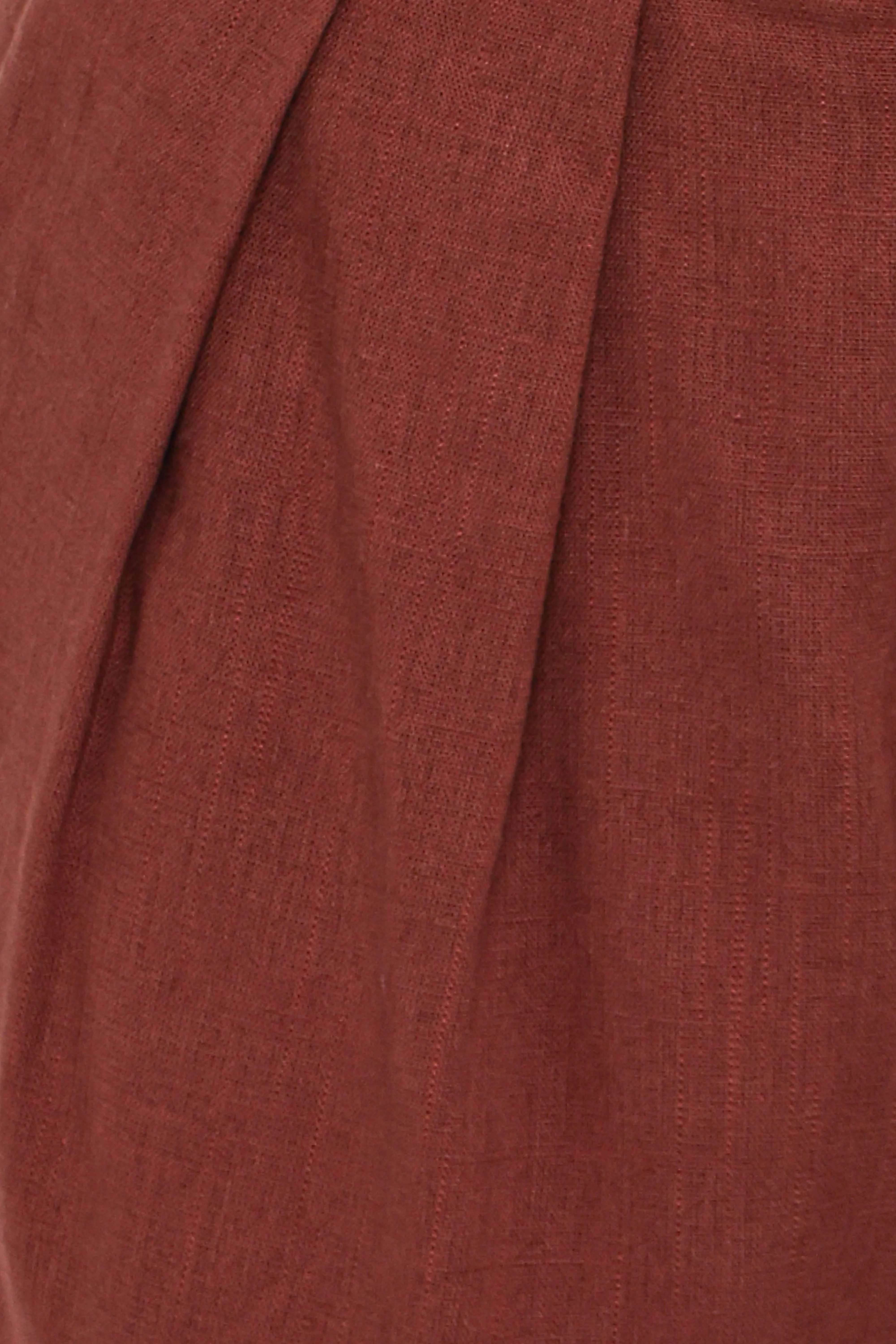 Elinor Cuffed Linen Short - Brown - Image 7