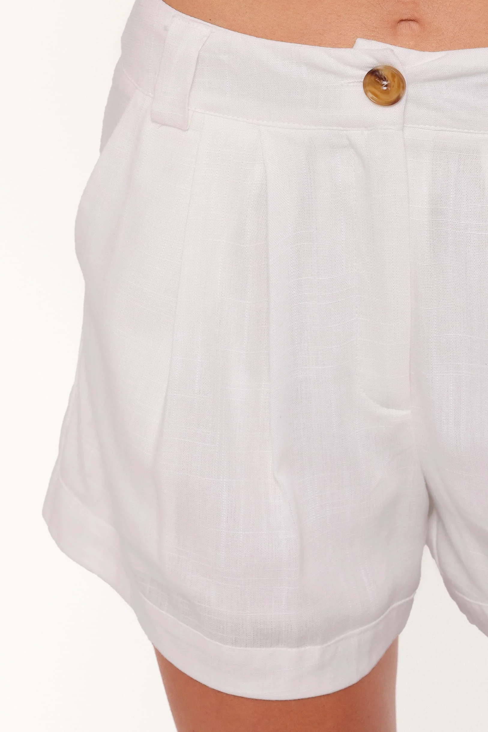 Elinor Cuffed Linen Short - Cream - Image 3