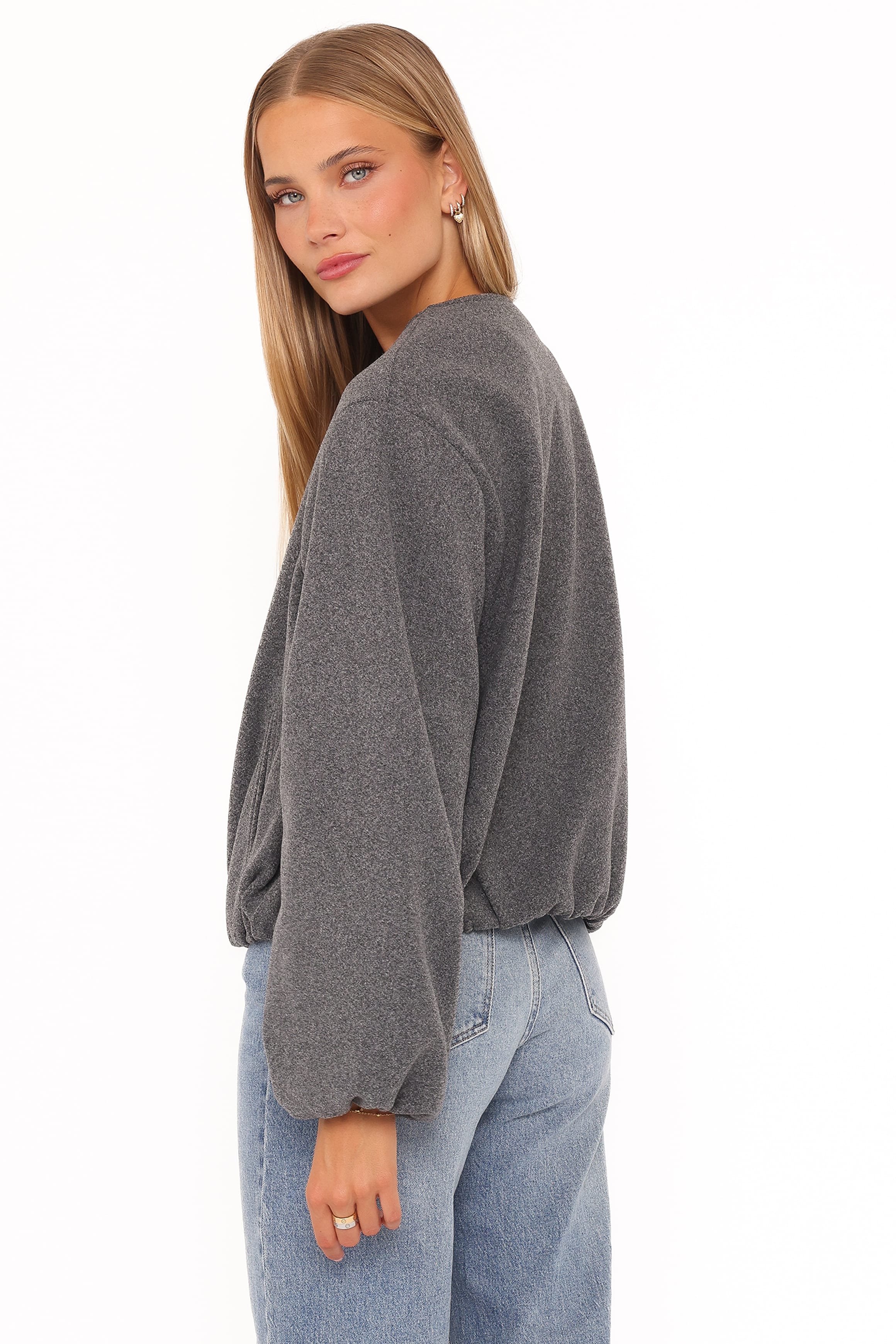Elisa Cropped Bomber - Heather Grey - Image 3