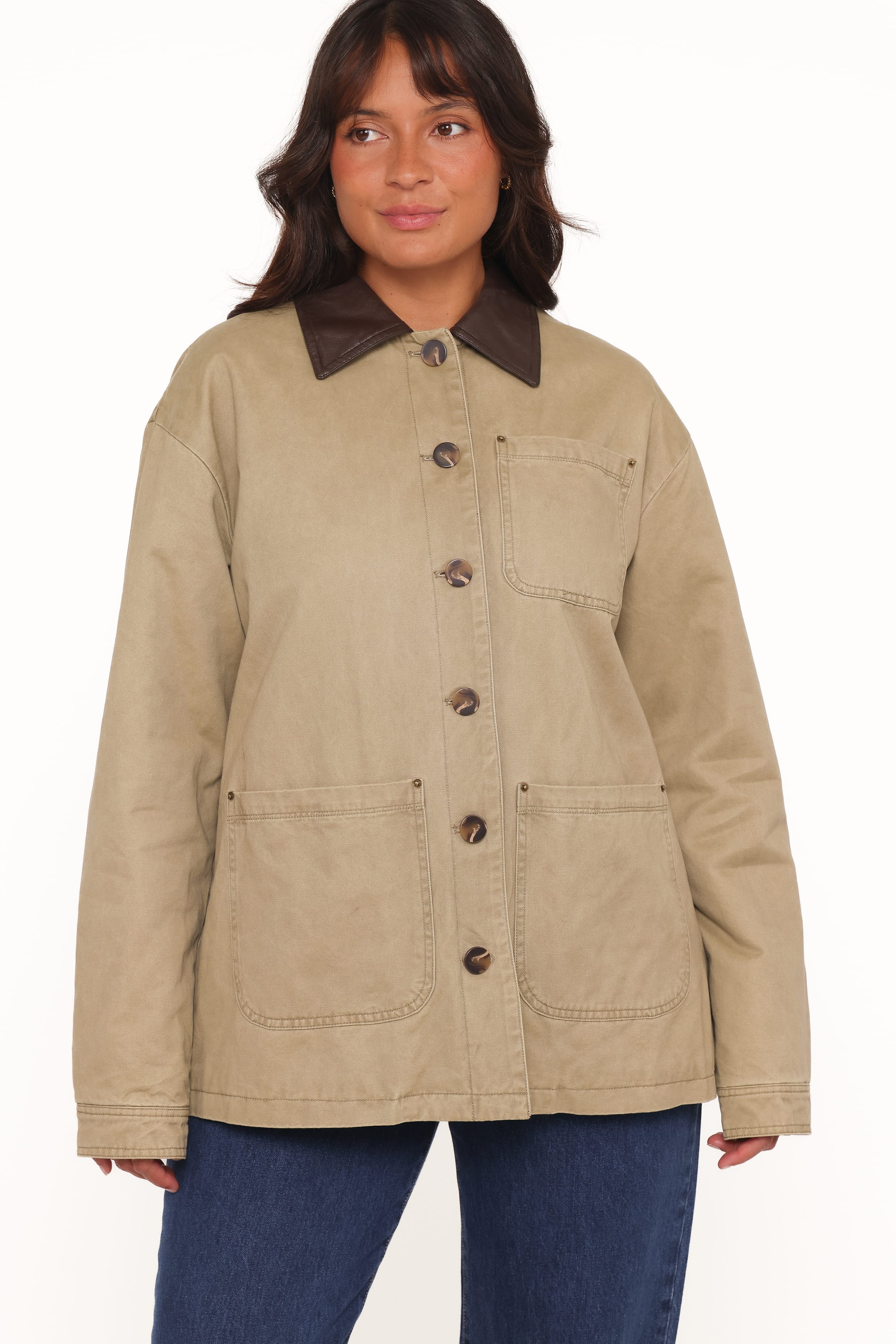 Elliot Contrast Collar Barn Jacket - Khaki - Image 7