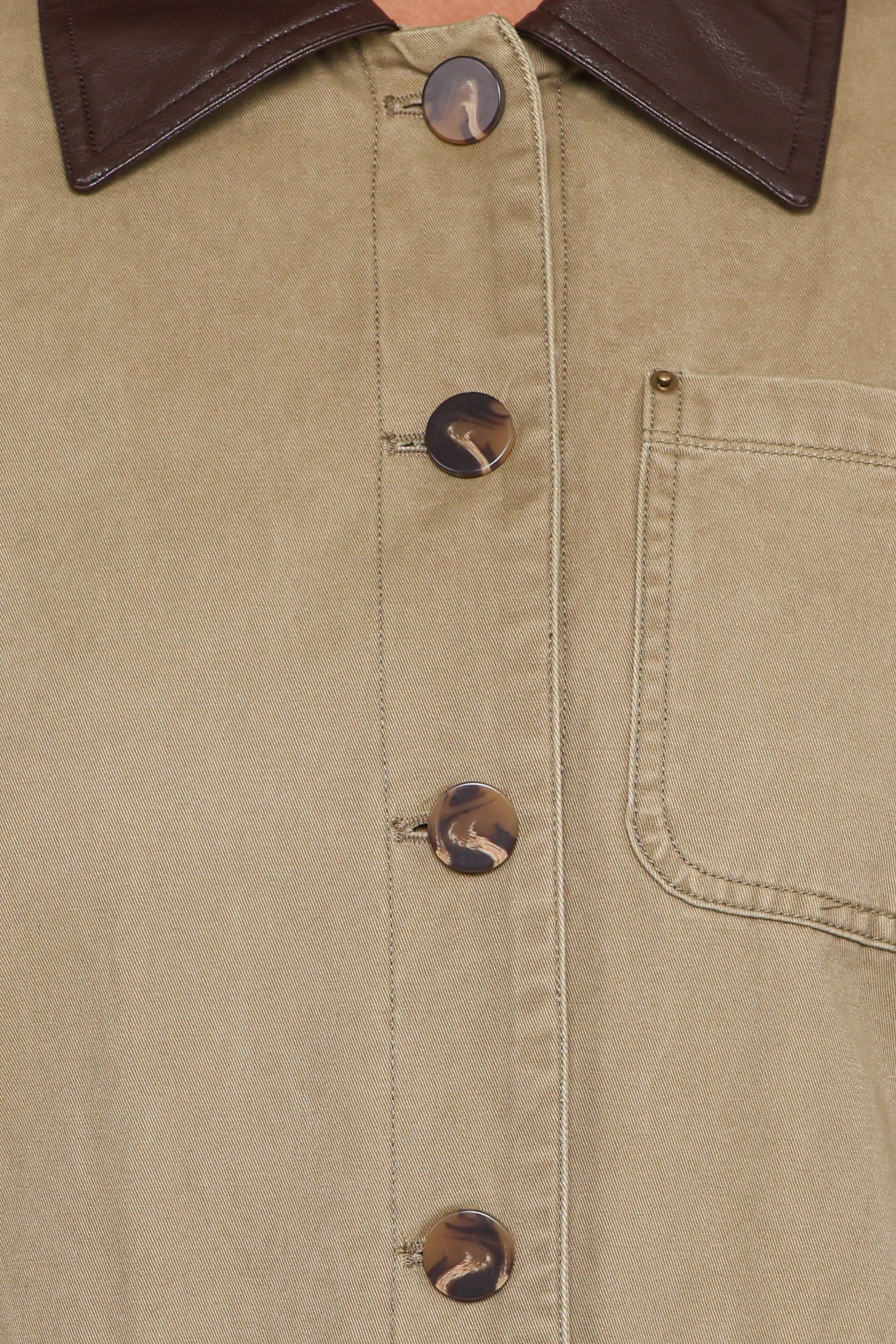 Elliot Contrast Collar Barn Jacket - Khaki - Image 9