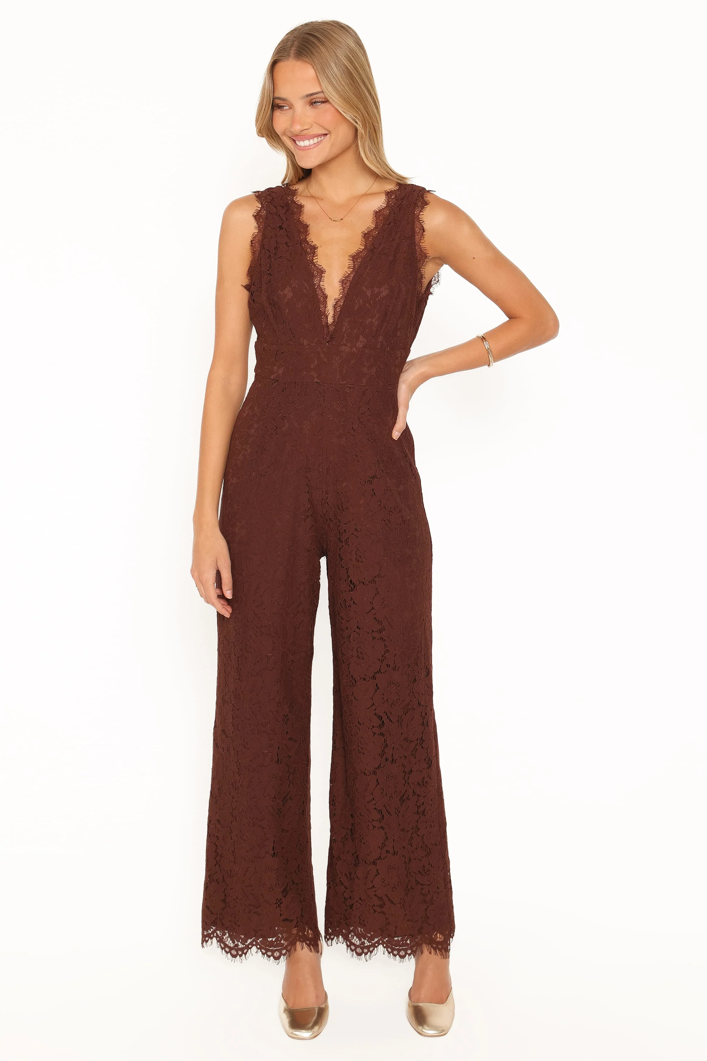 Eloise Lace Jumpsuit - Chocolate Brown - Image 2