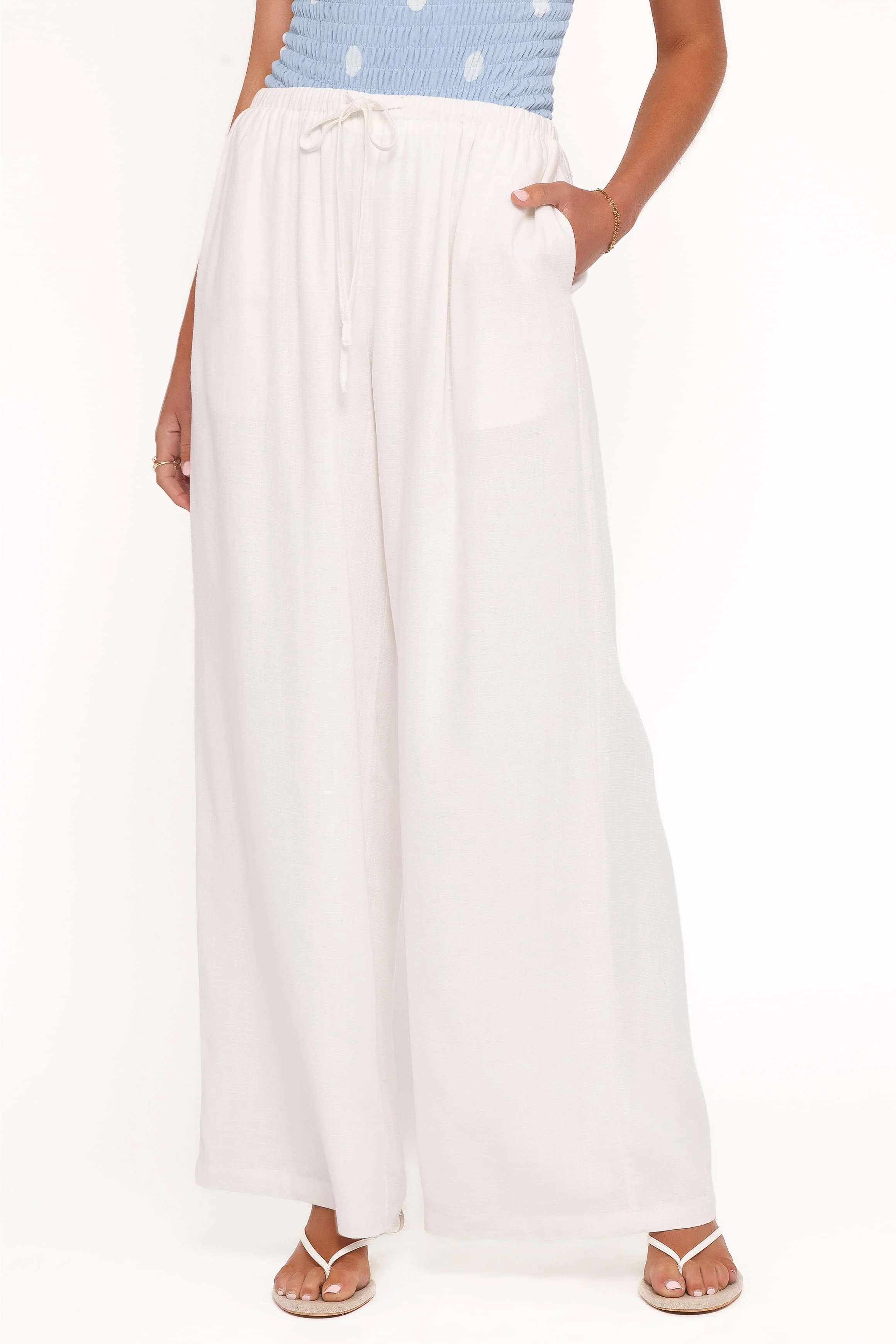 Elowen Wide Leg Pants - White - Image 3