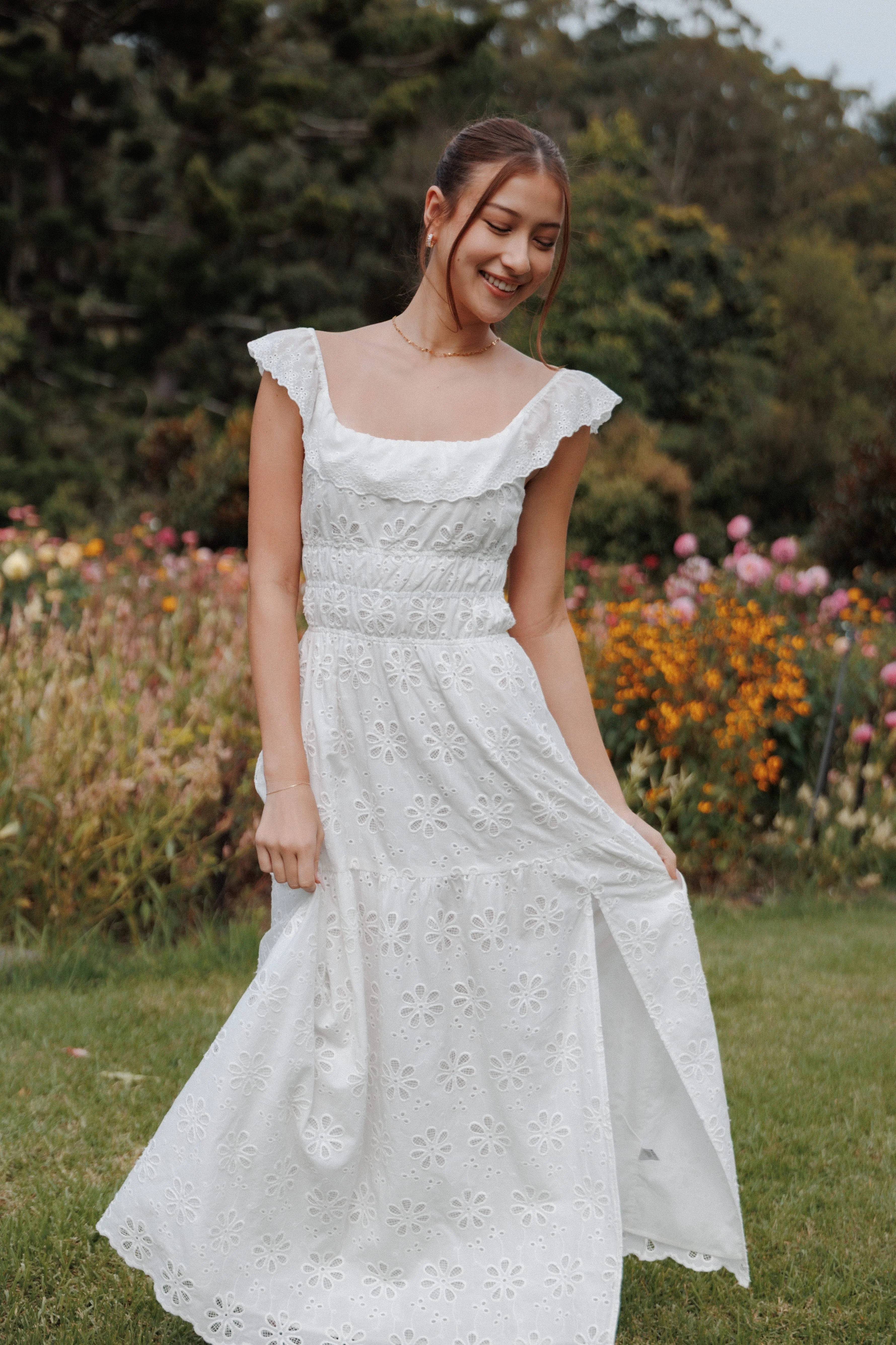 Elwyn Maxi Dress - White Broderie - Image 9