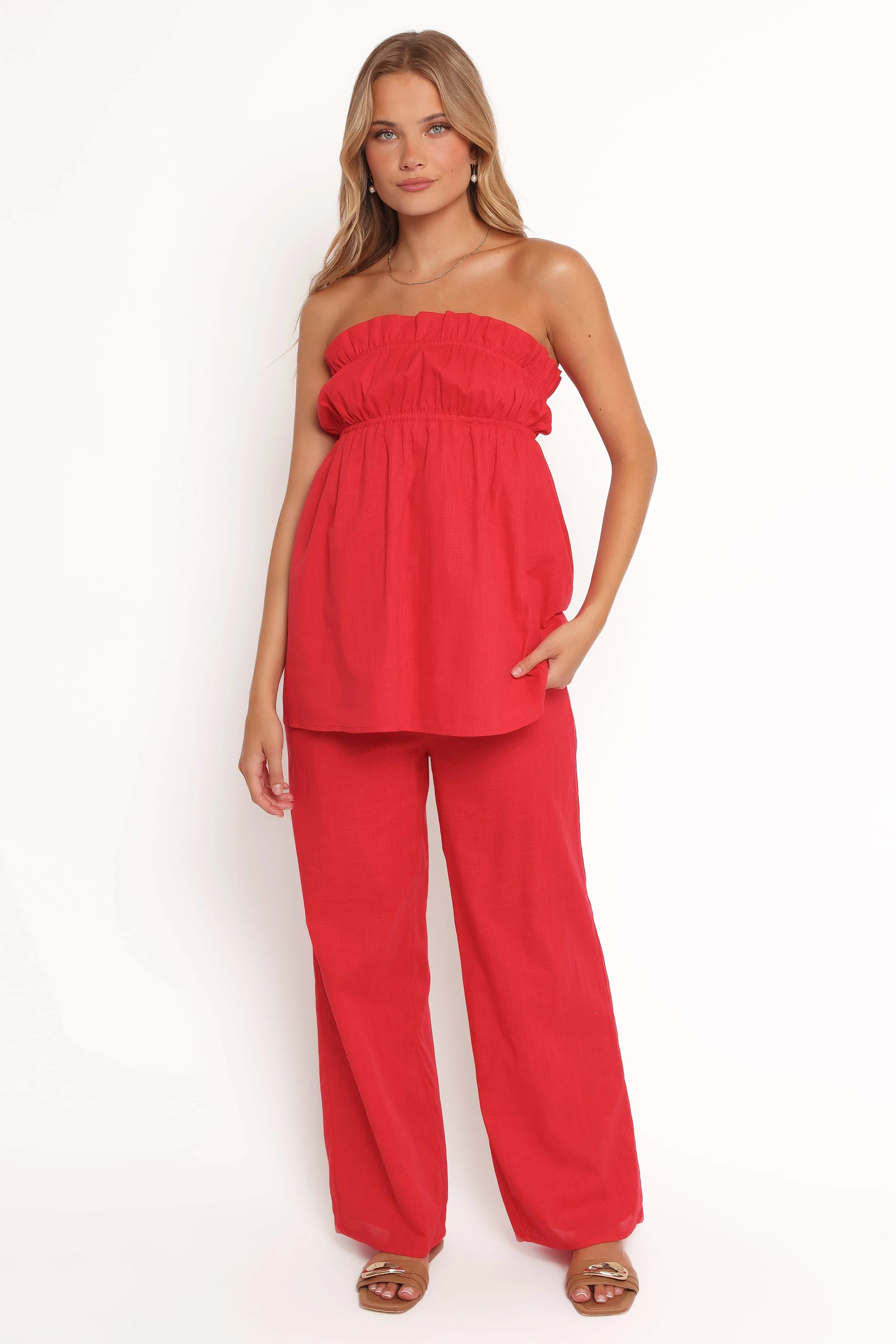 Ember Strapless Tunic Top - Red - Image 7