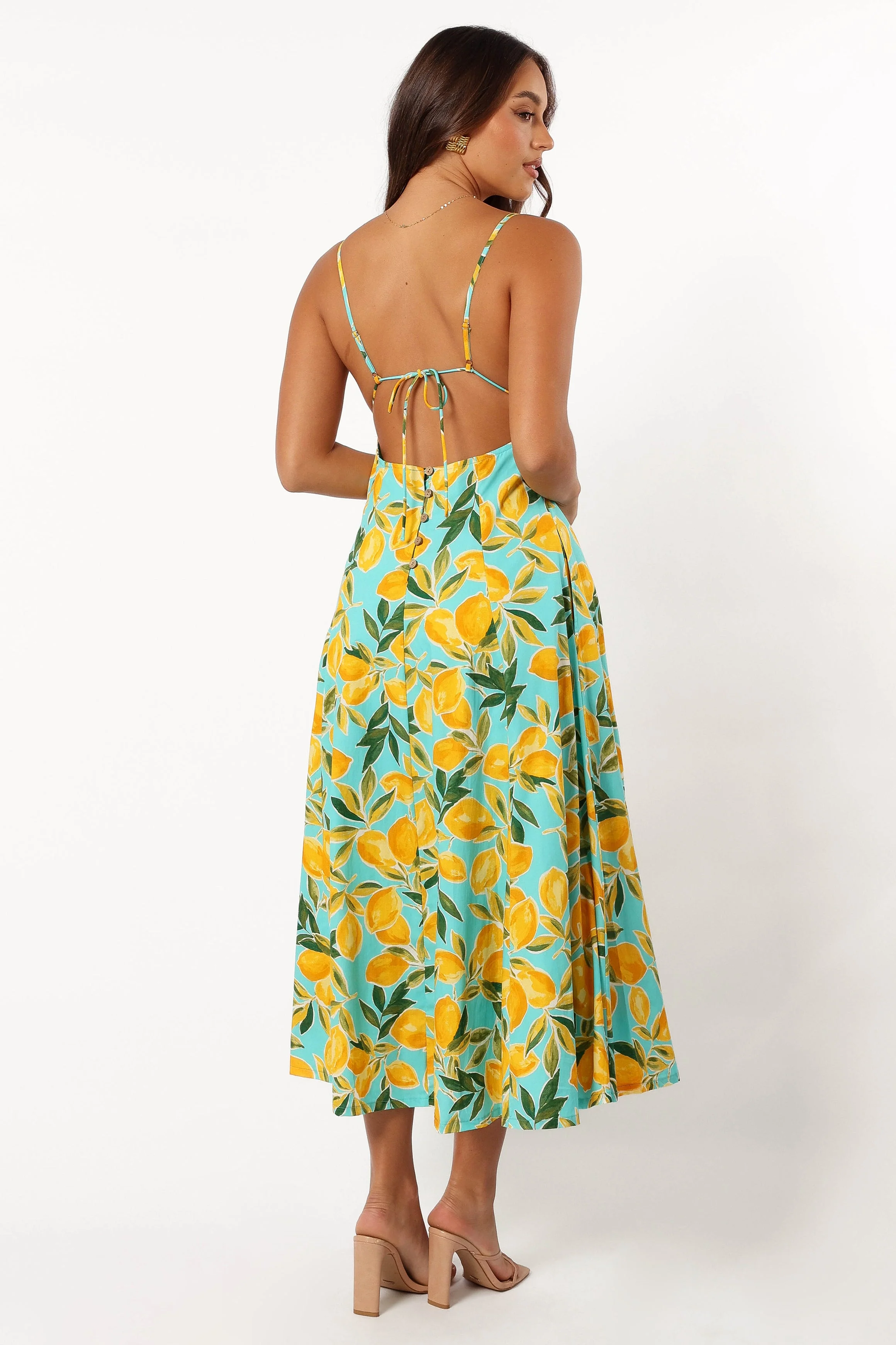Emery Lemon Print Midi Dress - Sky Lemon - Image 2