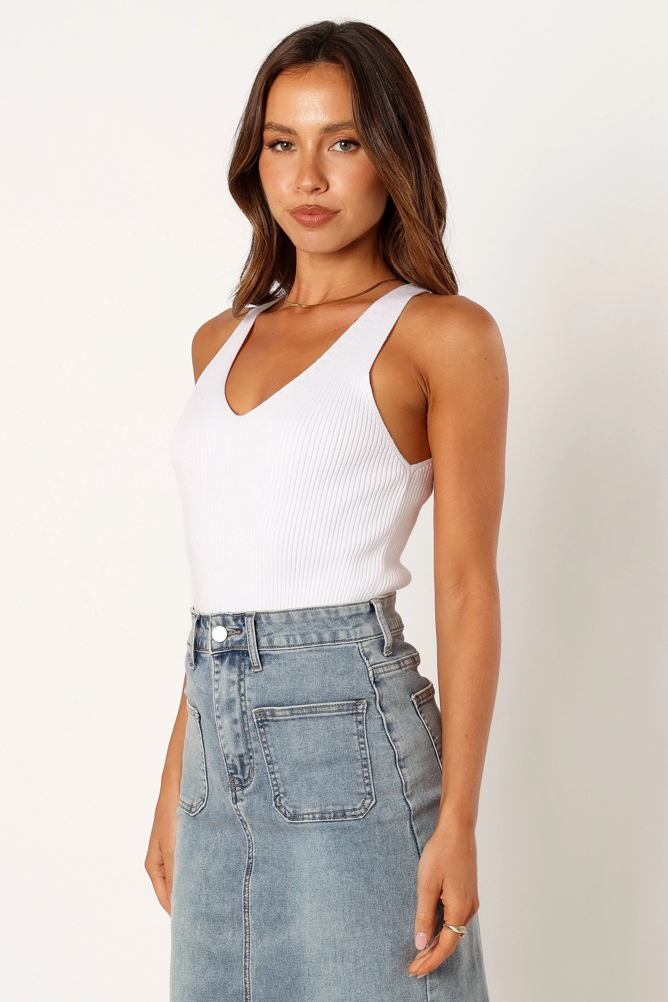 Emily Rib Top - White - Image 7