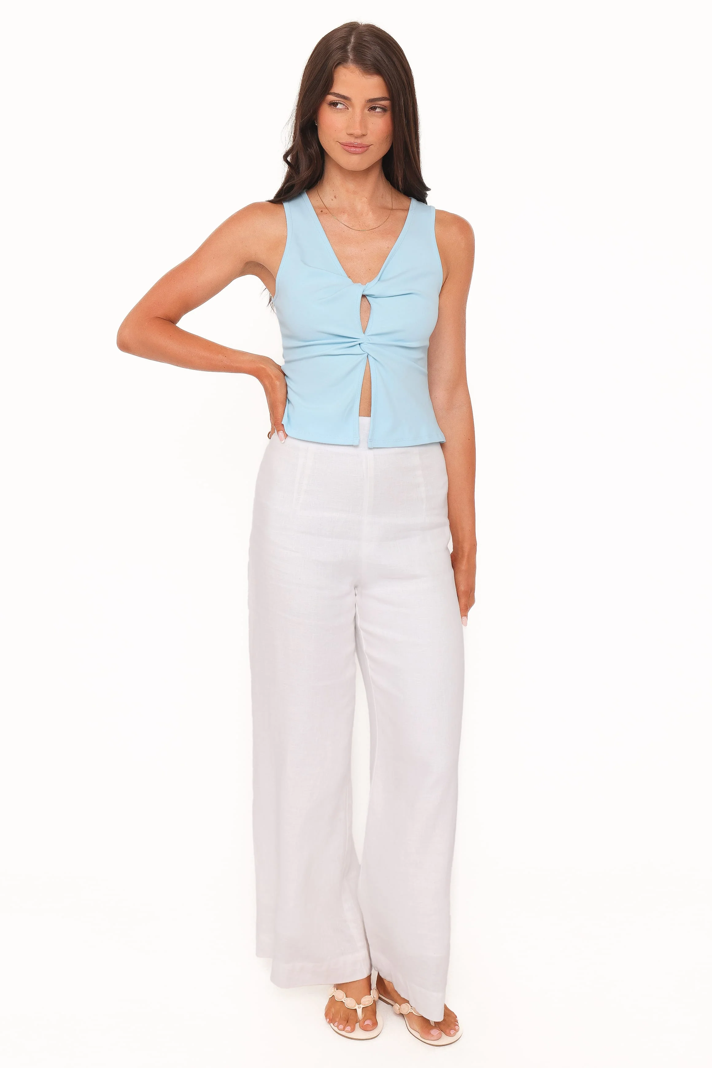 Emmeline Twist Front Top - Pale Blue - Image 5