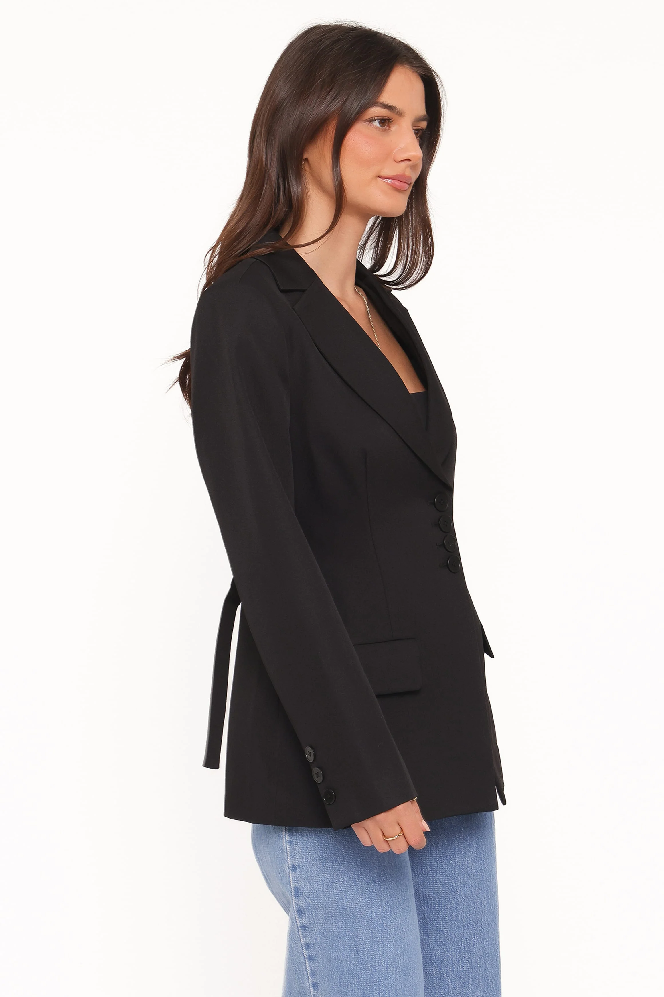 Erin Cinched Waist Blazer - Black - Image 3