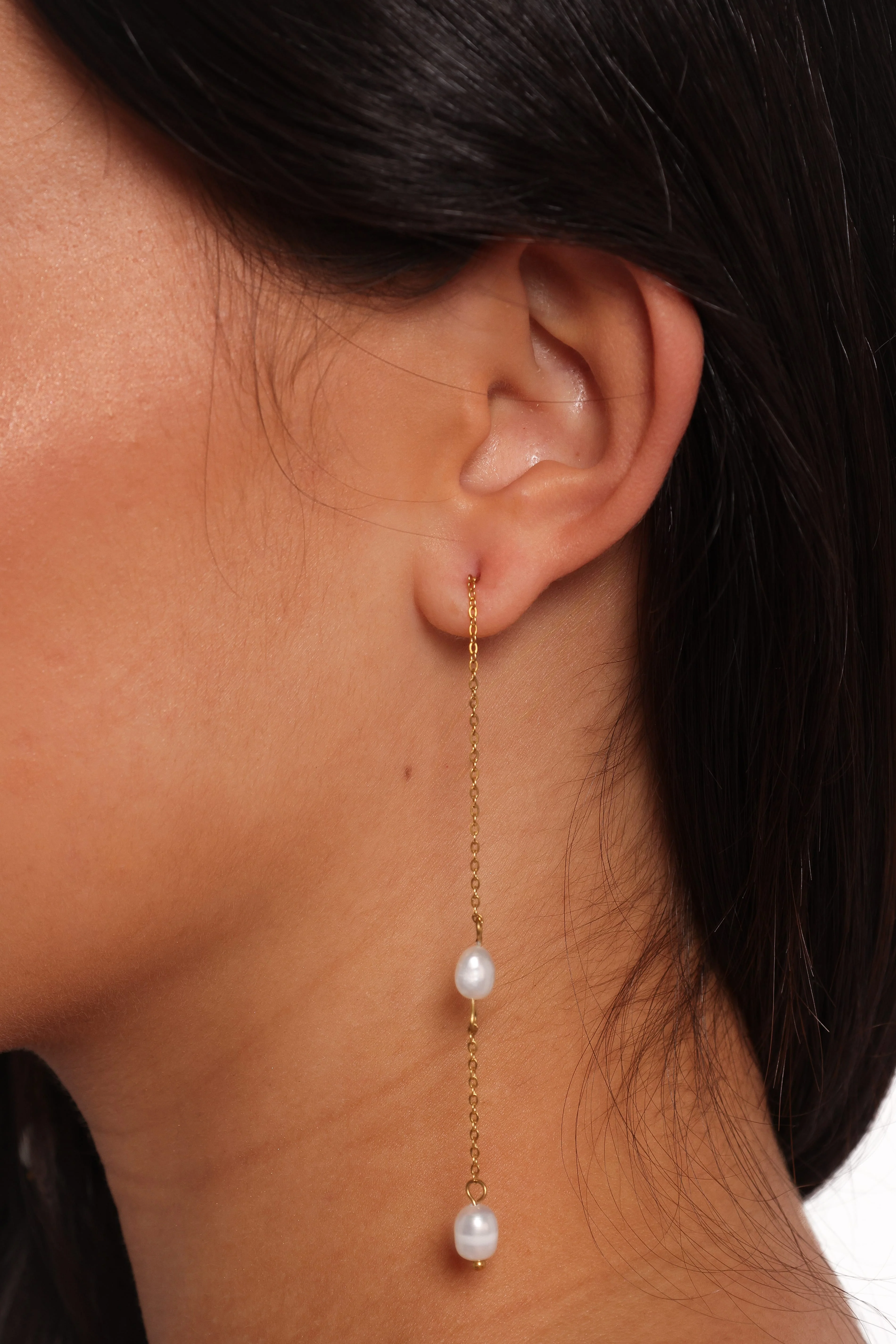 Este Pearl Drop Earrings - Gold - Image 2