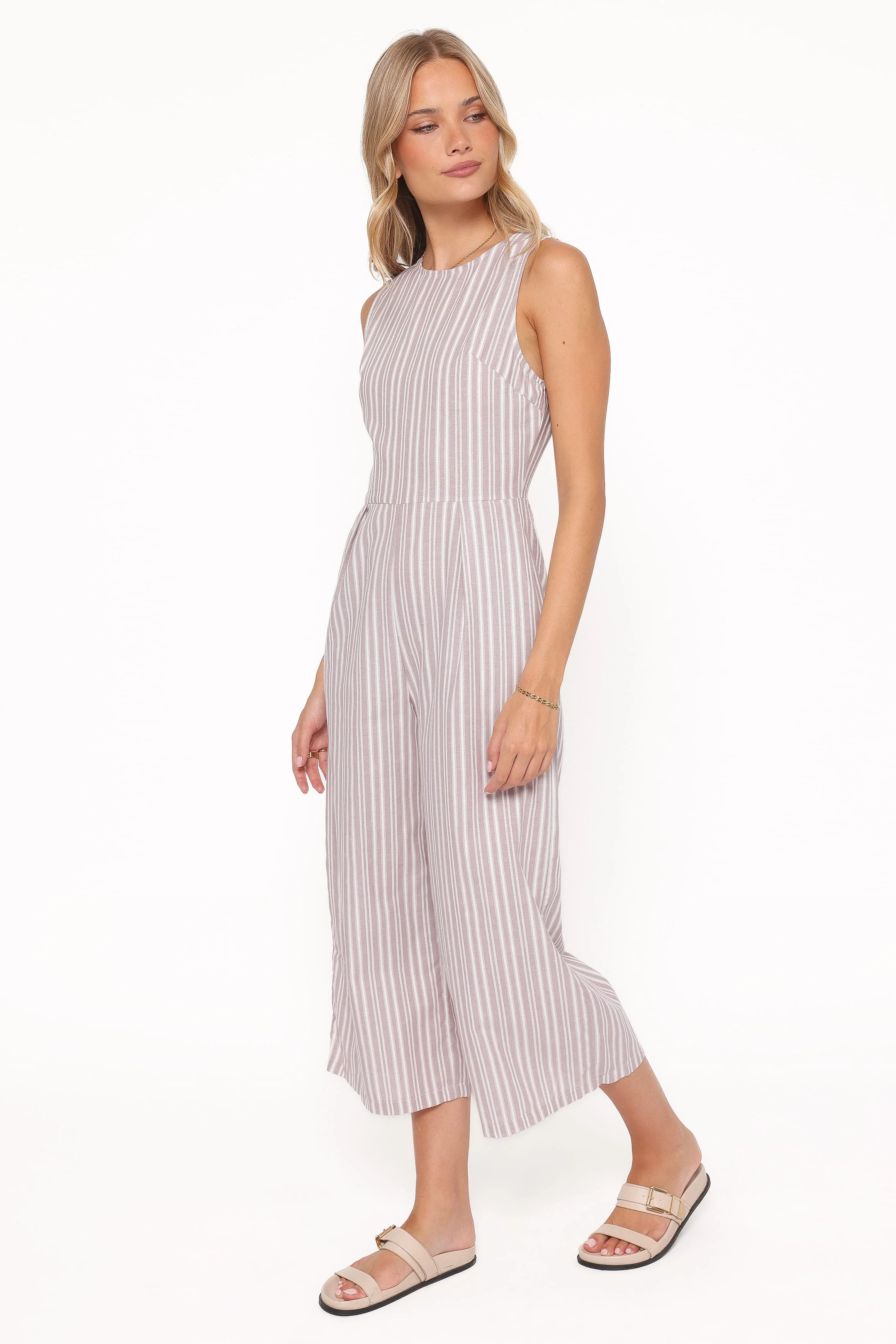 Ester Jumpsuit - Beige/White Stripe - Image 3