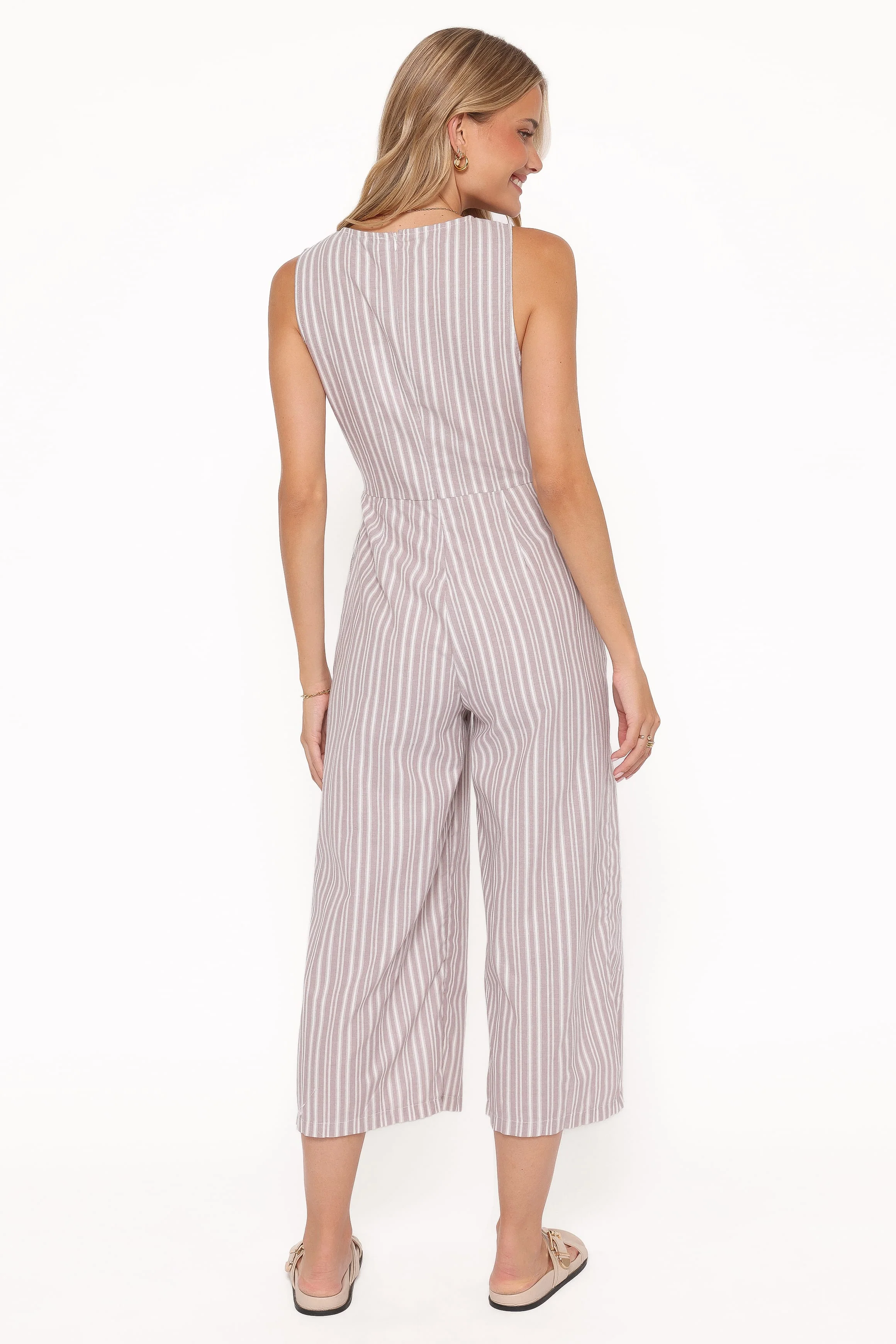 Ester Jumpsuit - Beige/White Stripe - Image 4