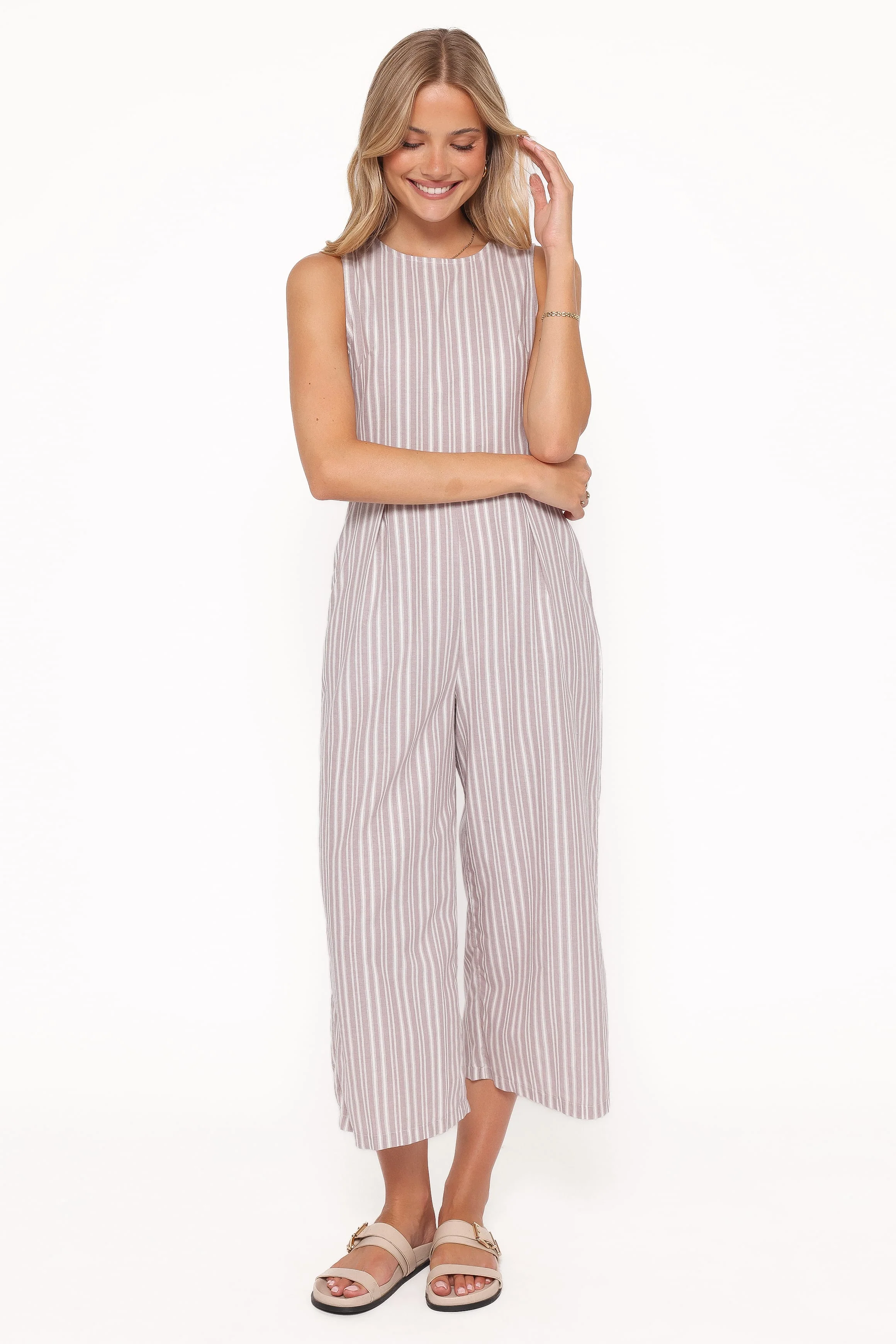 Ester Jumpsuit - Beige/White Stripe - Image 5