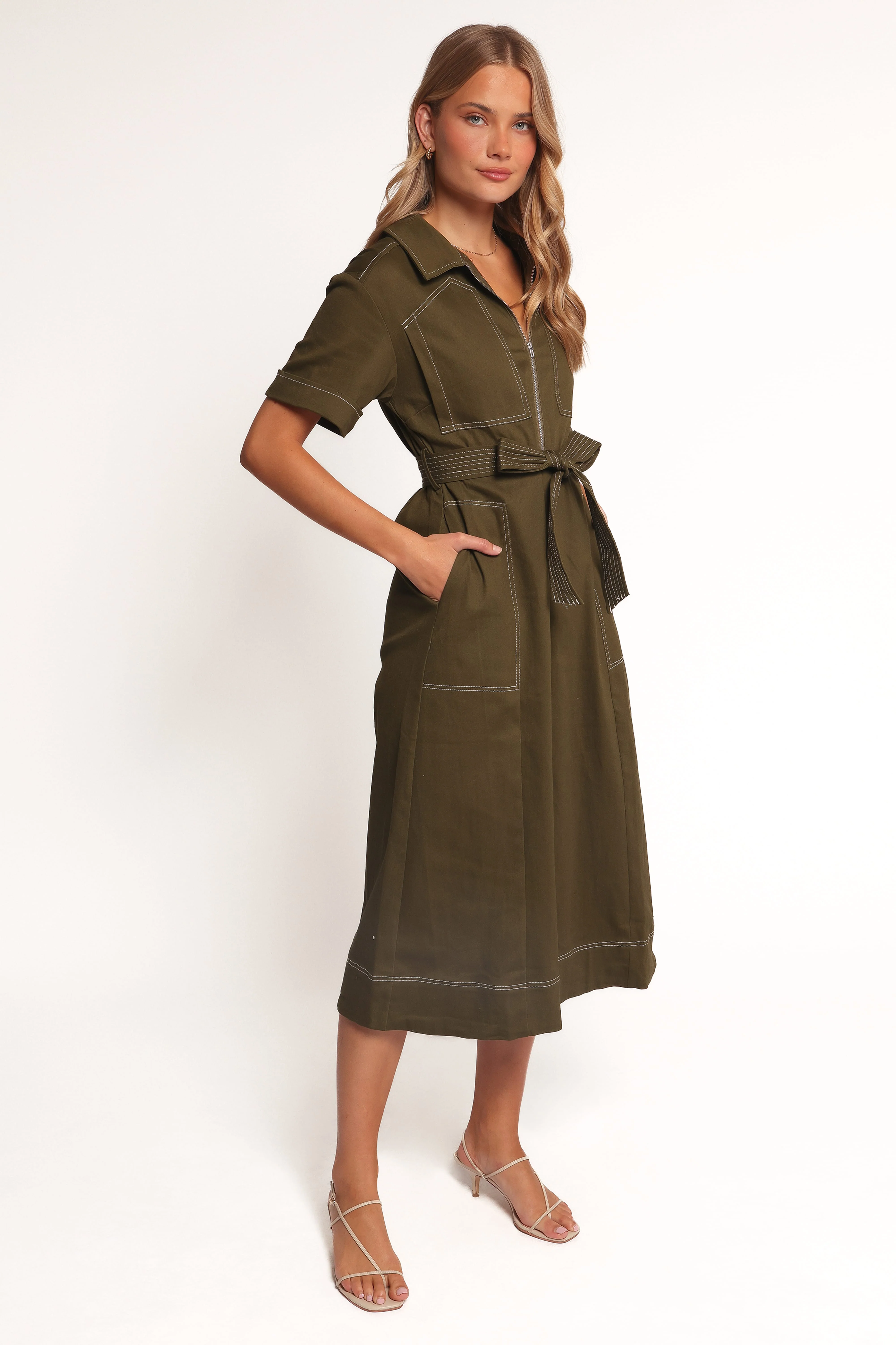 Evans Midi Dress - Olive - Image 3